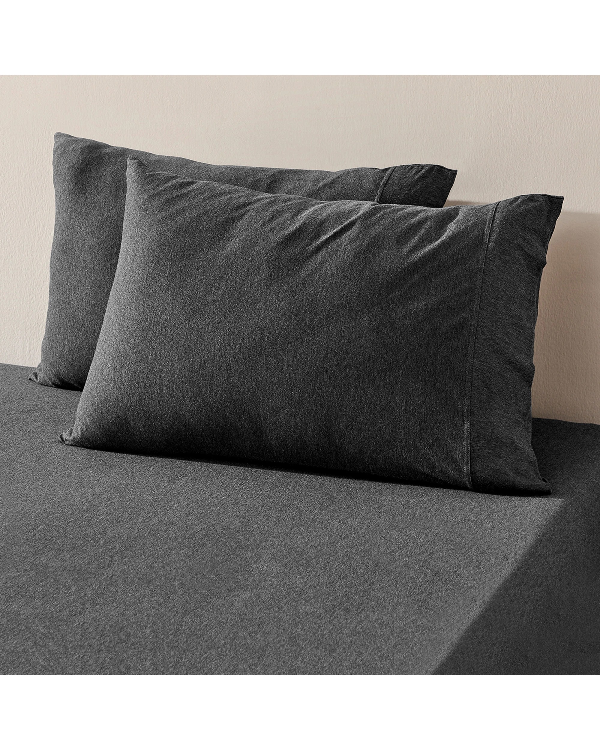 2 Dreamaker Jersey Luxe 100% Cotton Combo Fitted Sheet Set - Single Bed - Charcoal, 2 of 6