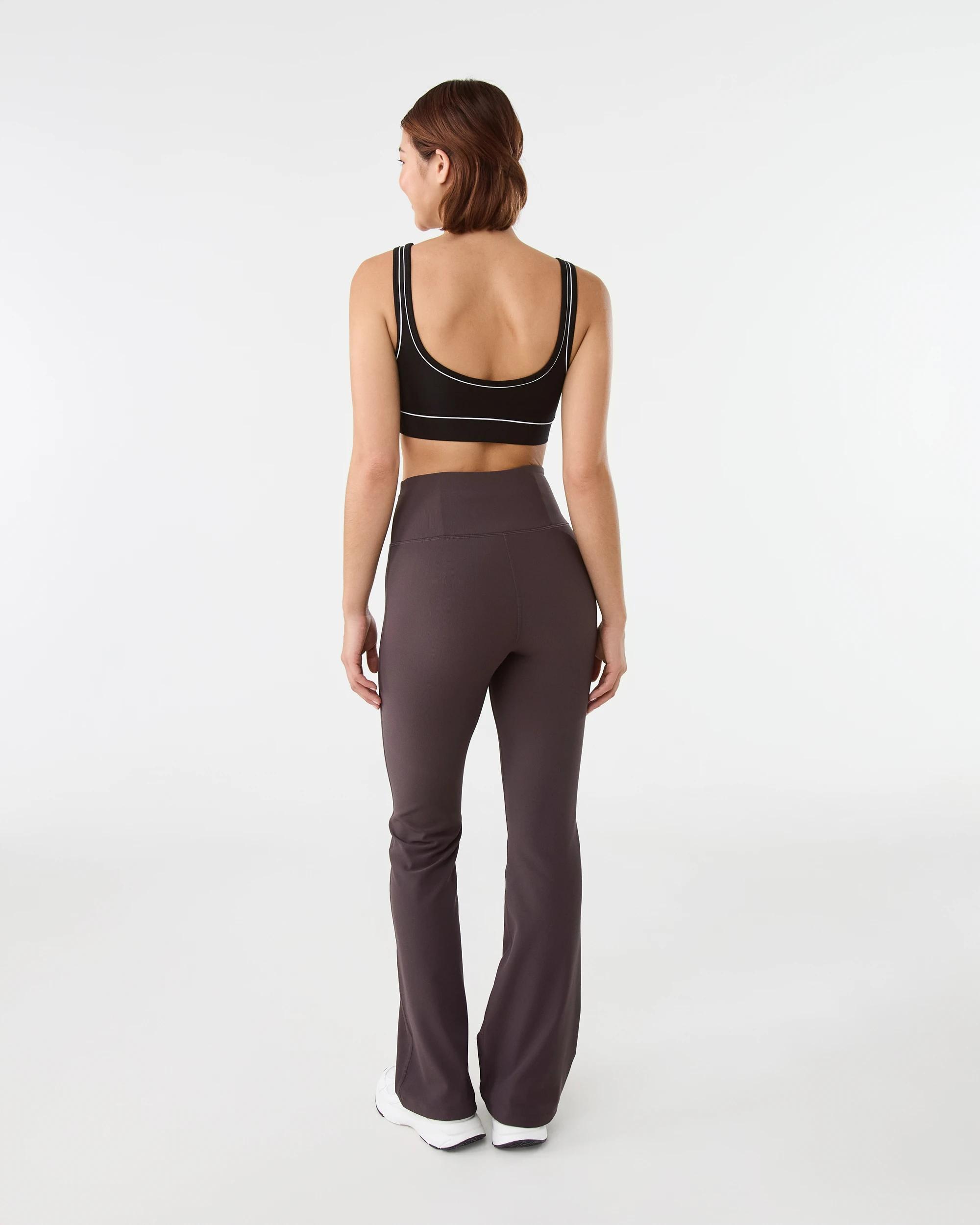 4 Active Womens Soft Rib Flared Leggings Espresso, 4 of 5