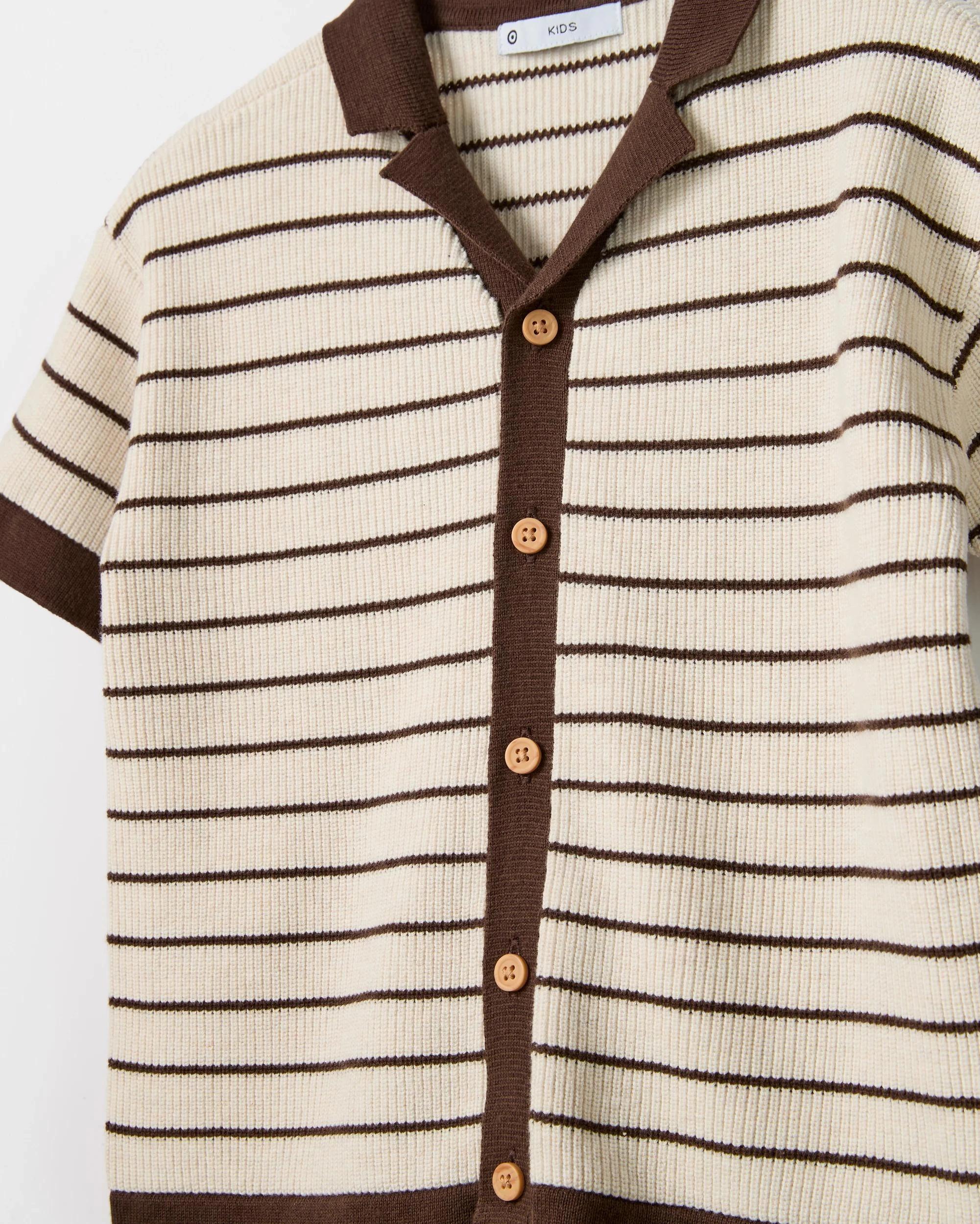 4 Target Australian Cotton Knit Shirt and Short 2 Piece Set BROWN STRIPE, 4 of 5