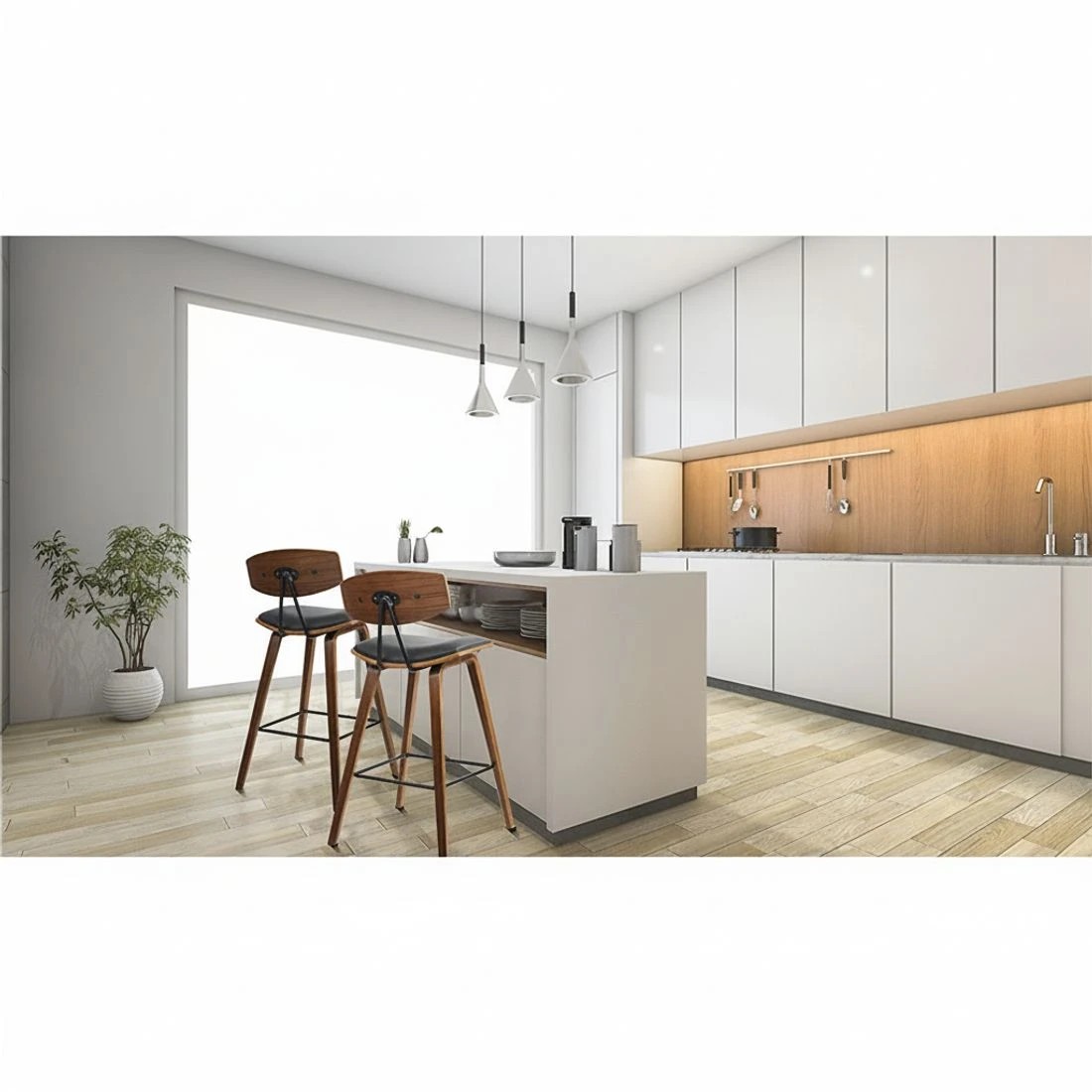 4 Artiss 2x Bar Stools Leather Padded w/Backrest - Black, 4 of 8