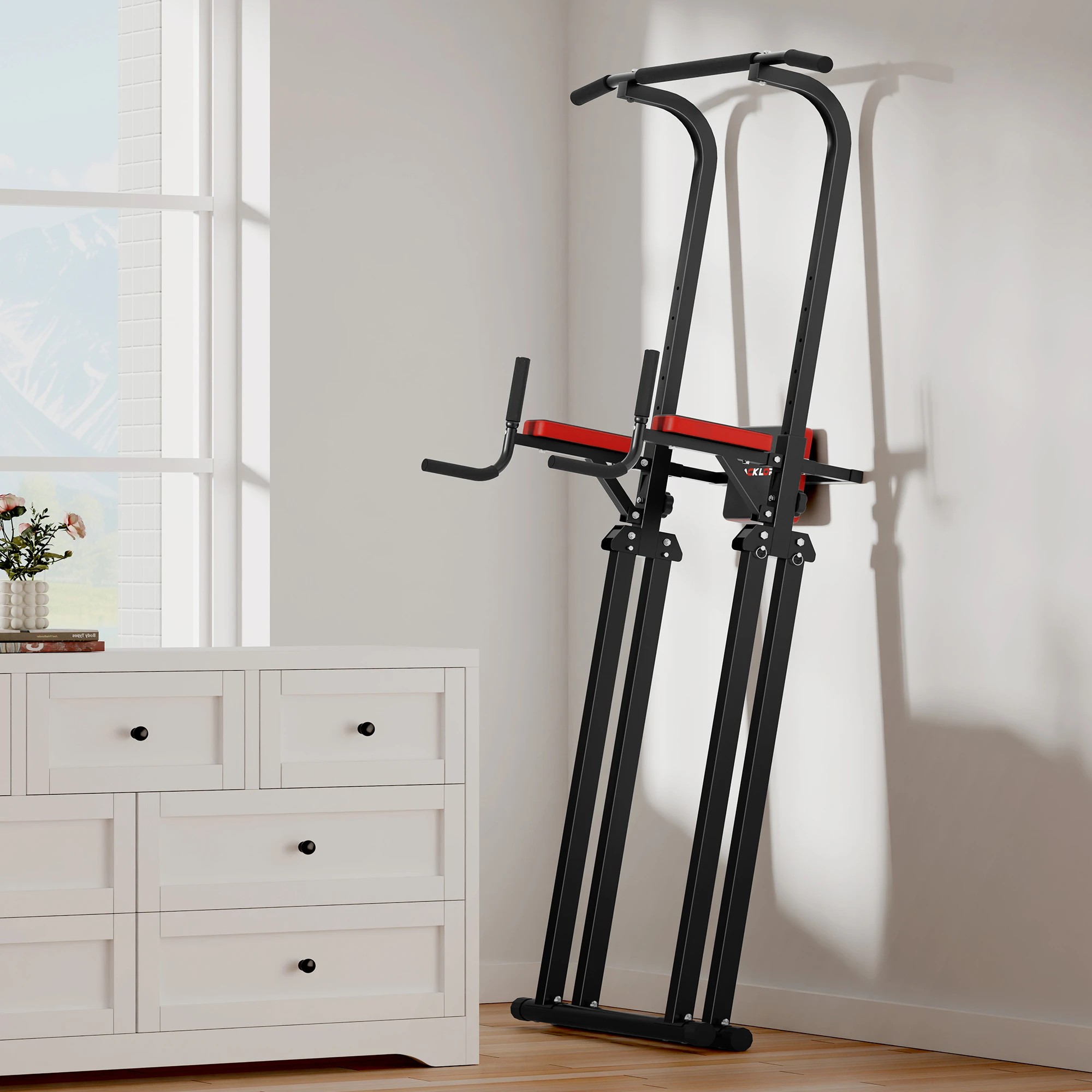 4 Black Lord Power Tower Chin Up Bar Pull Up Weight Bench Home Gym Foldable, 4 of 9