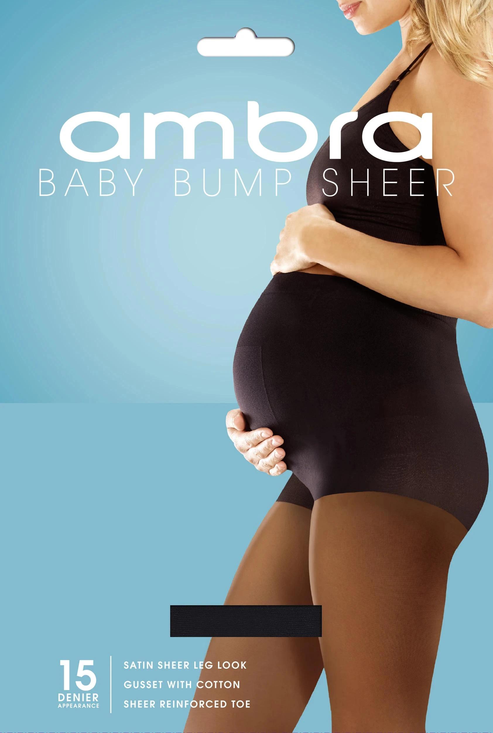 1 Ambra 1 Pack 15 Denier Baby Bump Sheer Pantyhose BLACK, 1 of 1
