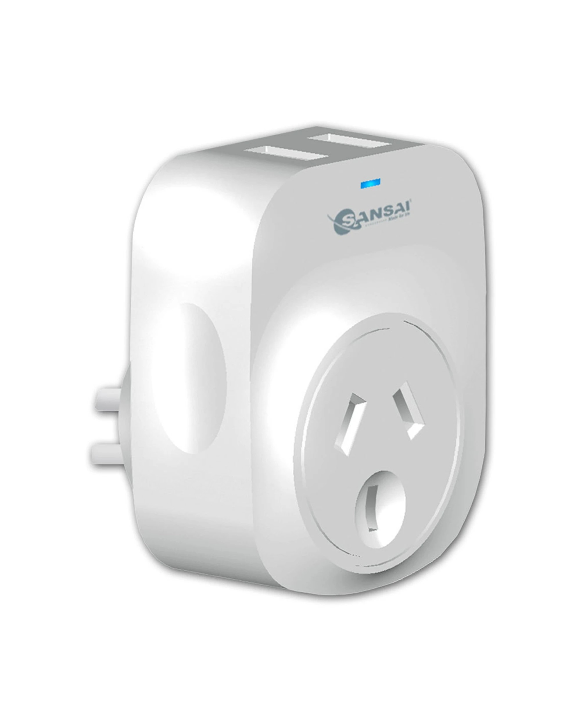 1 Sansai 2.1A 2xUSB Outlets Surge Protection Charger Adapter For iPhone/iPad/iPod - White, 1 of 2