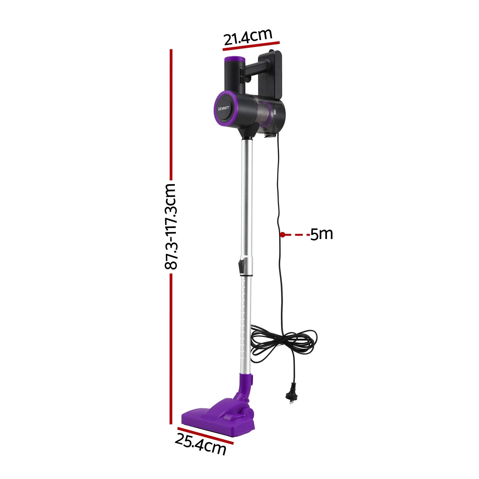 7 Devanti 3-in-1 Corded Stick Vacuum Cleaner, 16000Pa Strong Suction, - Purple, 7 of 9