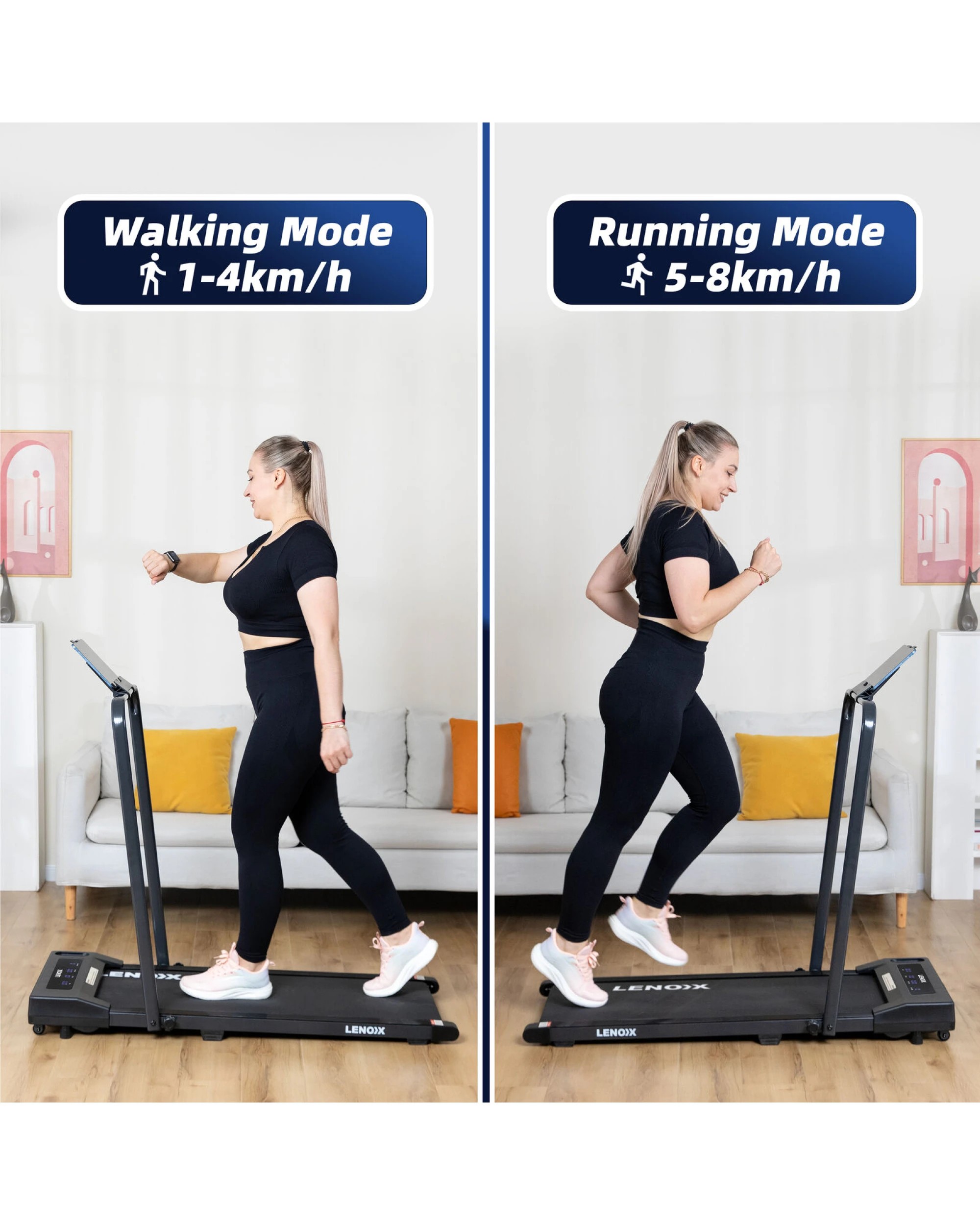 6 Lenoxx 2HP 52cm Walking Pad Treadmill w/ Remote, Foldable Handrail, and Tablet Holder, 6 of 10