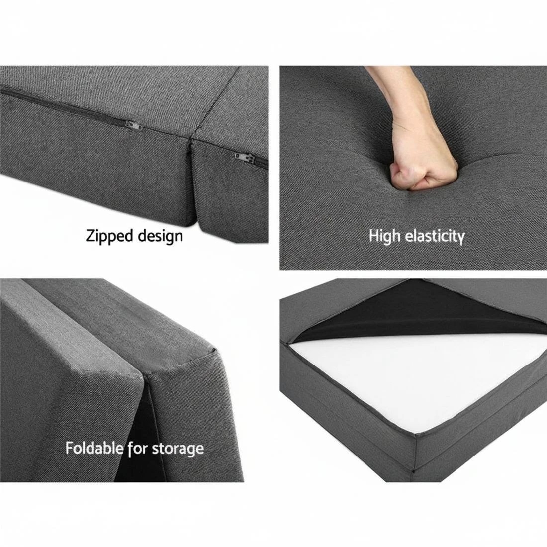 5 Giselle Bedding Foldable Mattress Folding Foam Double Portable Easy Storage Guest Bed Comfortable Support - Grey, 5 of 5