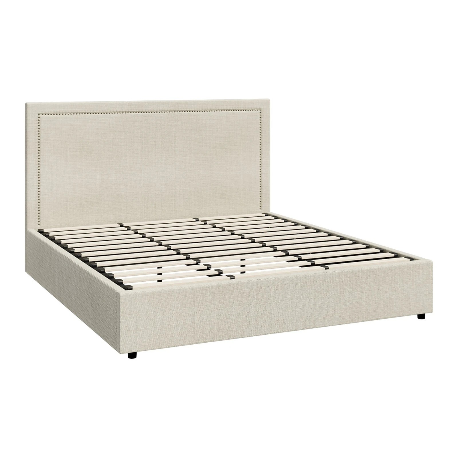 1 Oikiture King Bed Gas Lift Bed Frame
 - Beige, 1 of 10
