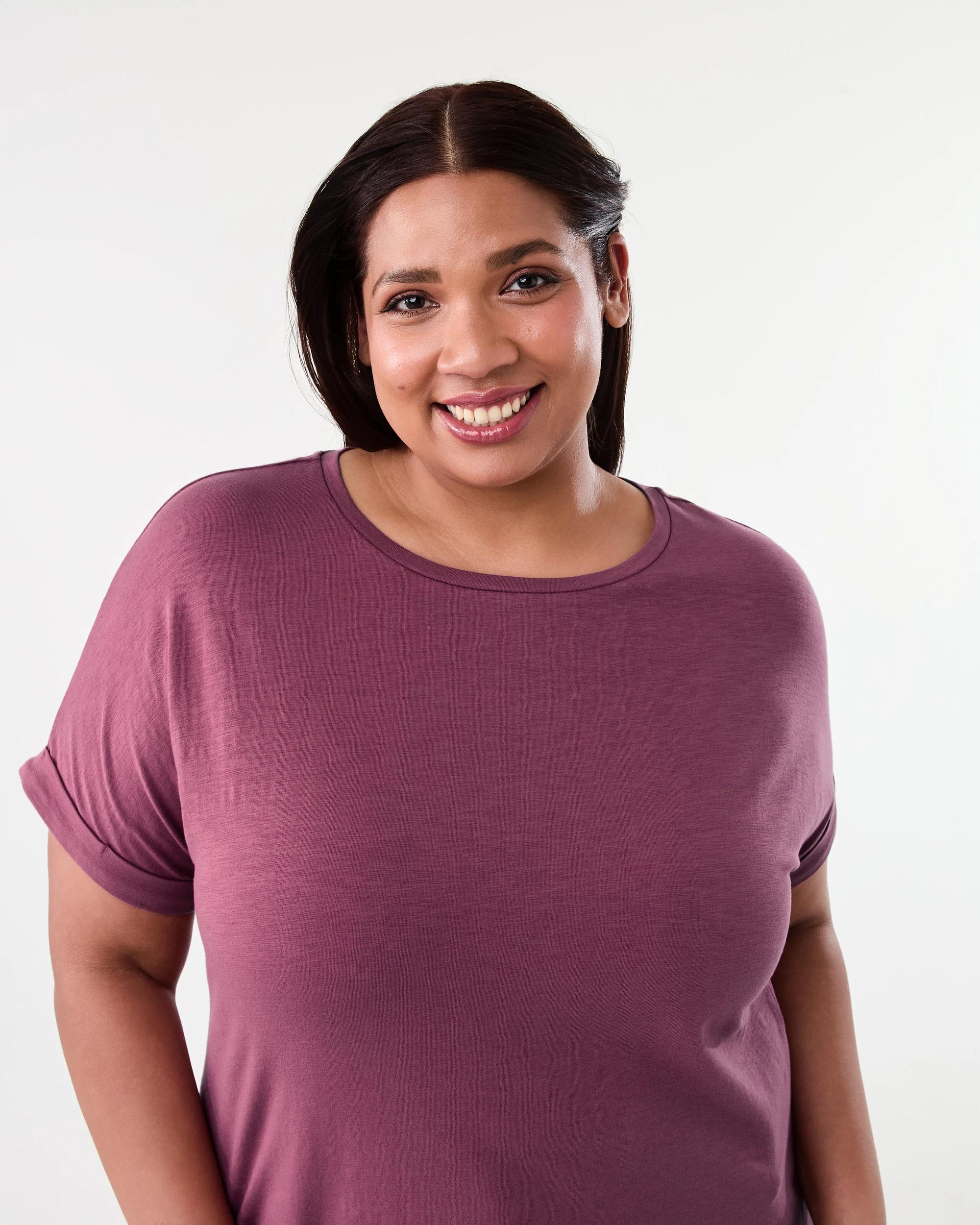 4 Curve Short Sleeve Longline Slub T-shirt Maroon, 4 of 7