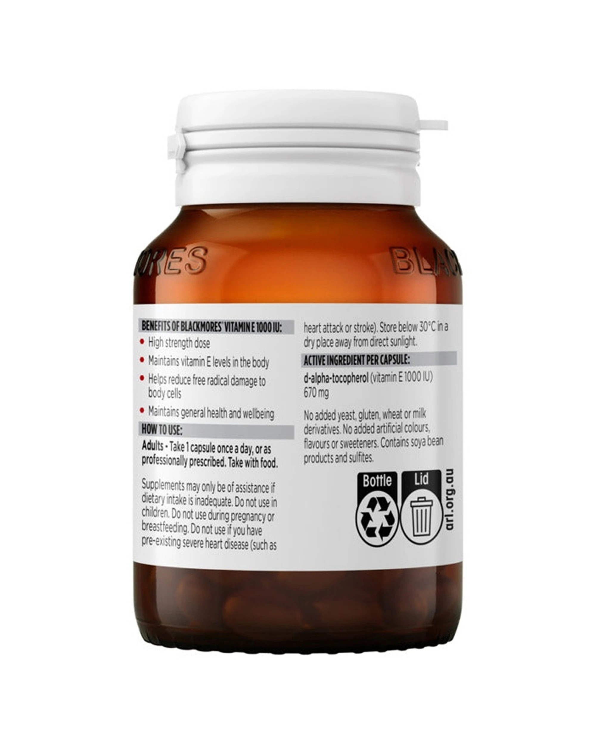 3 Blackmores 30pc Vitamin E 1000IU Cardiovascular Antioxidant Supplement Capsules, 3 of 7