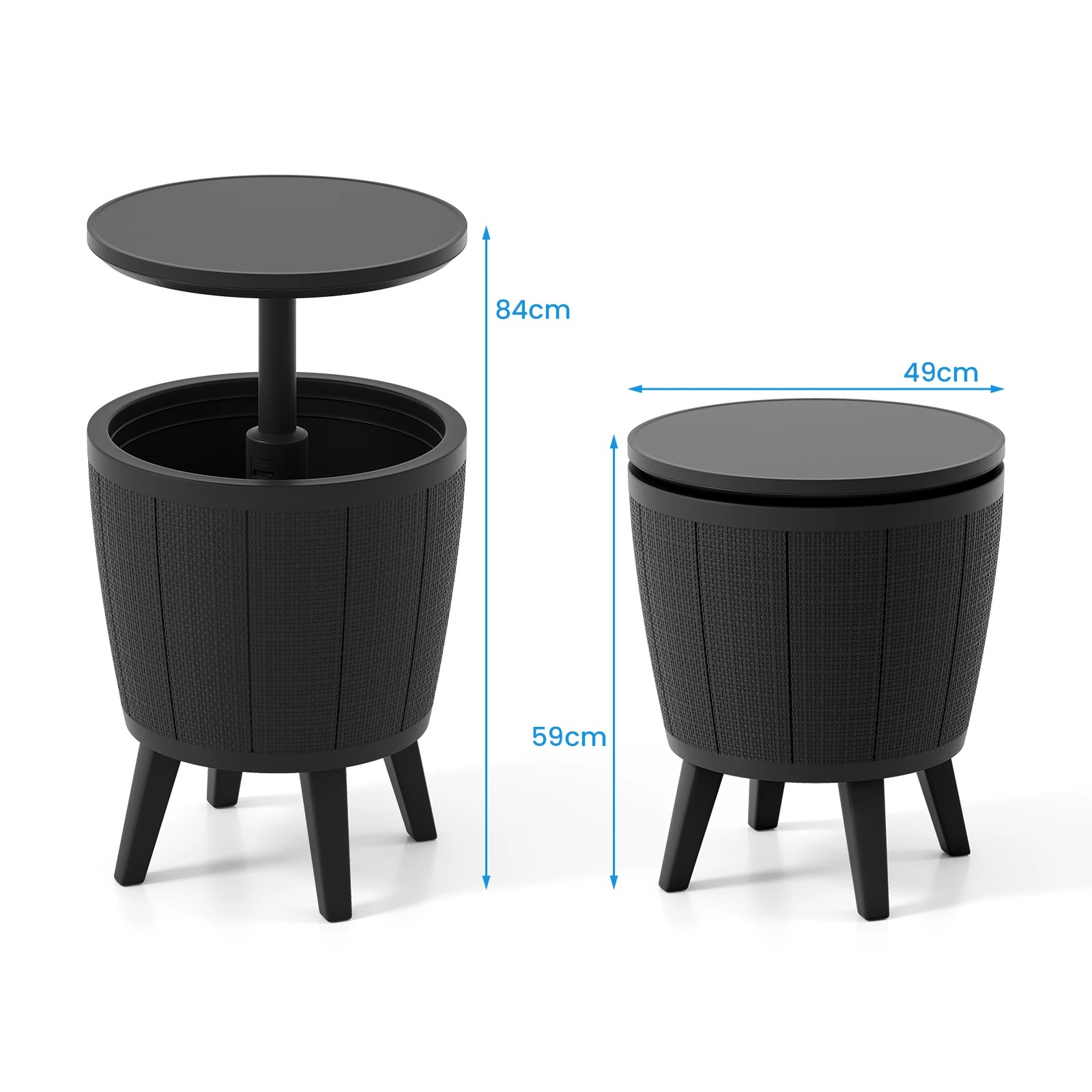 4 Costway 38L Outdoor Cool Cocktail Bar Table Lift Top Cooler Resistant Hot Tub Side Table, 4 of 4