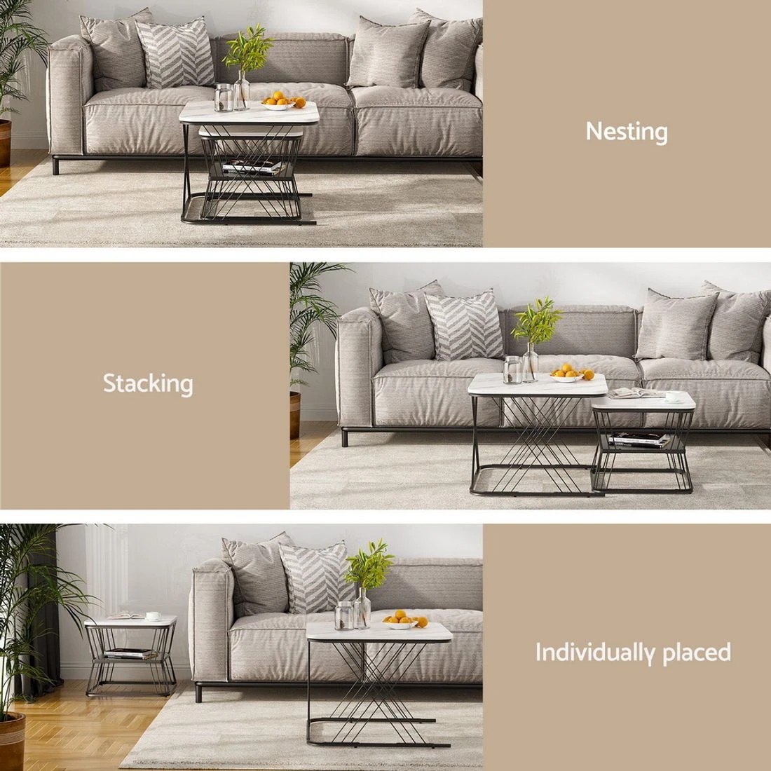 7 Artiss Nesting Coffee Table Set of 2 Marble Effect
 - black, 7 of 8