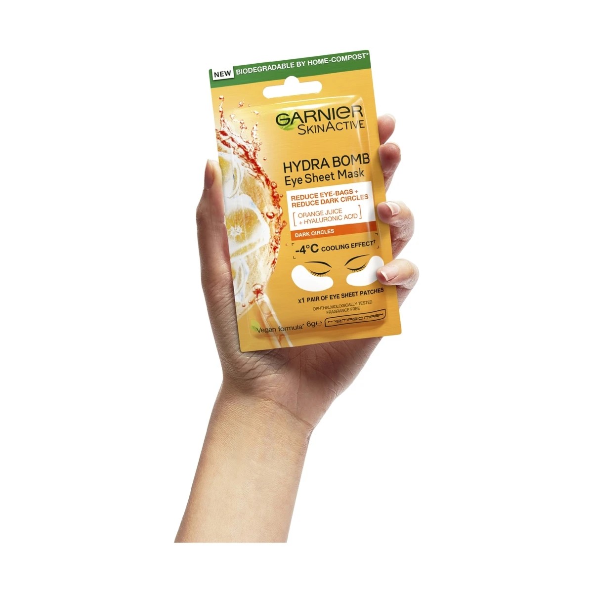 4 Garnier SkinActive Hydra Bomb Eye Sheet Mask 6g - Orange Juice & Hyaluronic Acid, 4 of 6