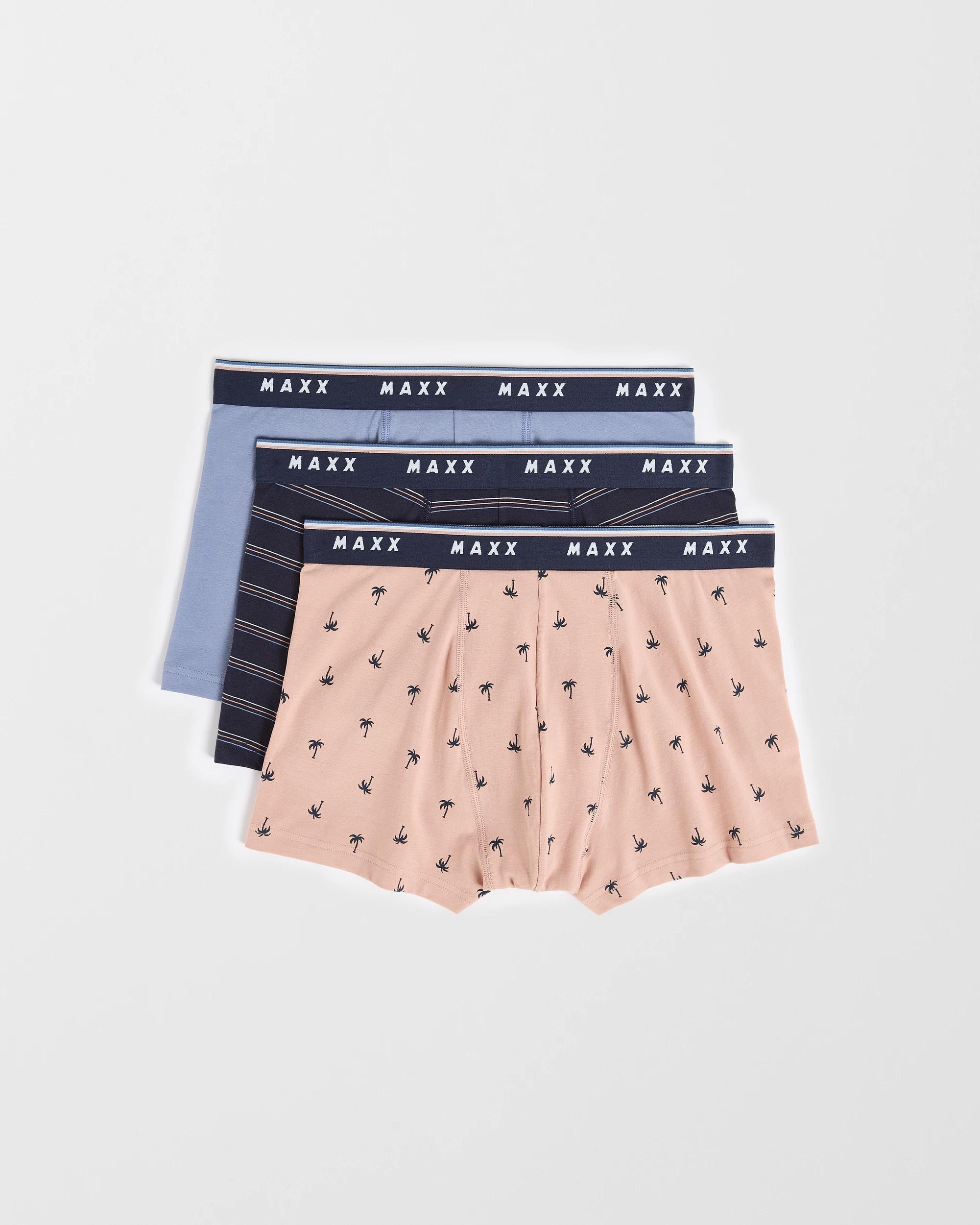 1 Mens Hipster Trunk 3 Pack - Maxx MULTI PALM TREE/STONEWASH/STRIPE, 1 of 6