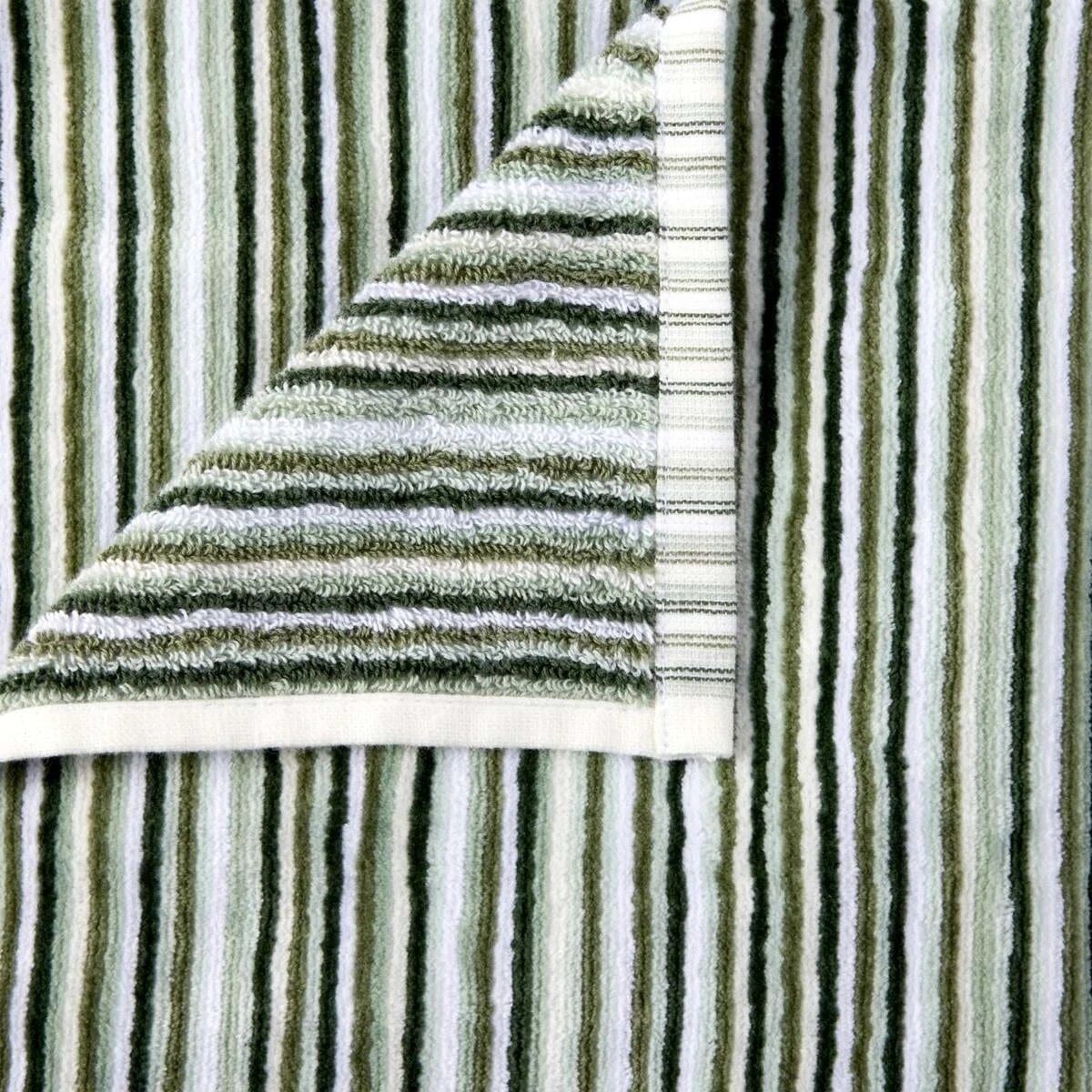 2 Mini Stripe Cotton Reversible Hand Towel - Green, 2 of 5