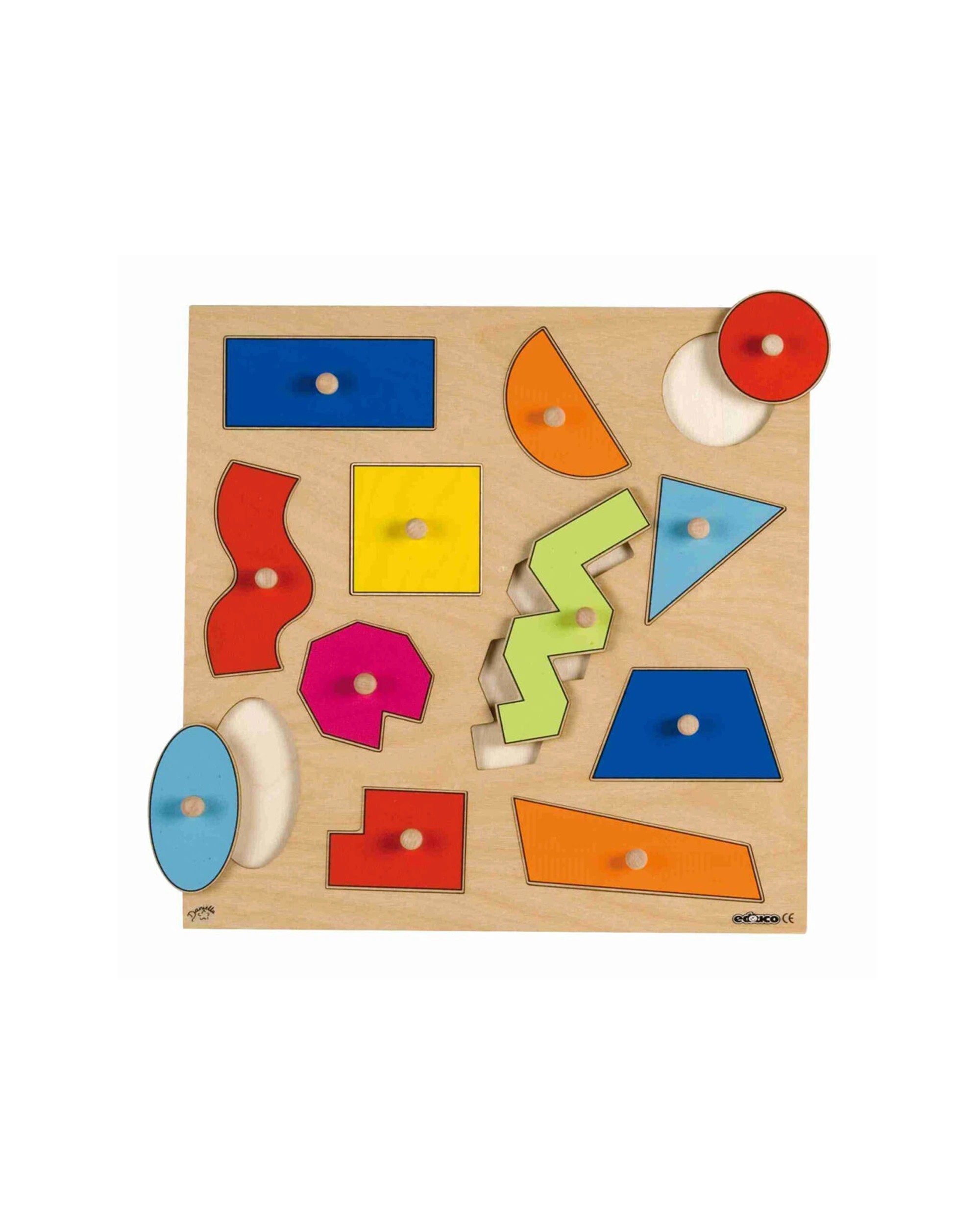 2 EDUCO 12Pc Inlay Board Puzzle Geometric Shapes Educational Puzzle Kids - Multi, 2 of 3