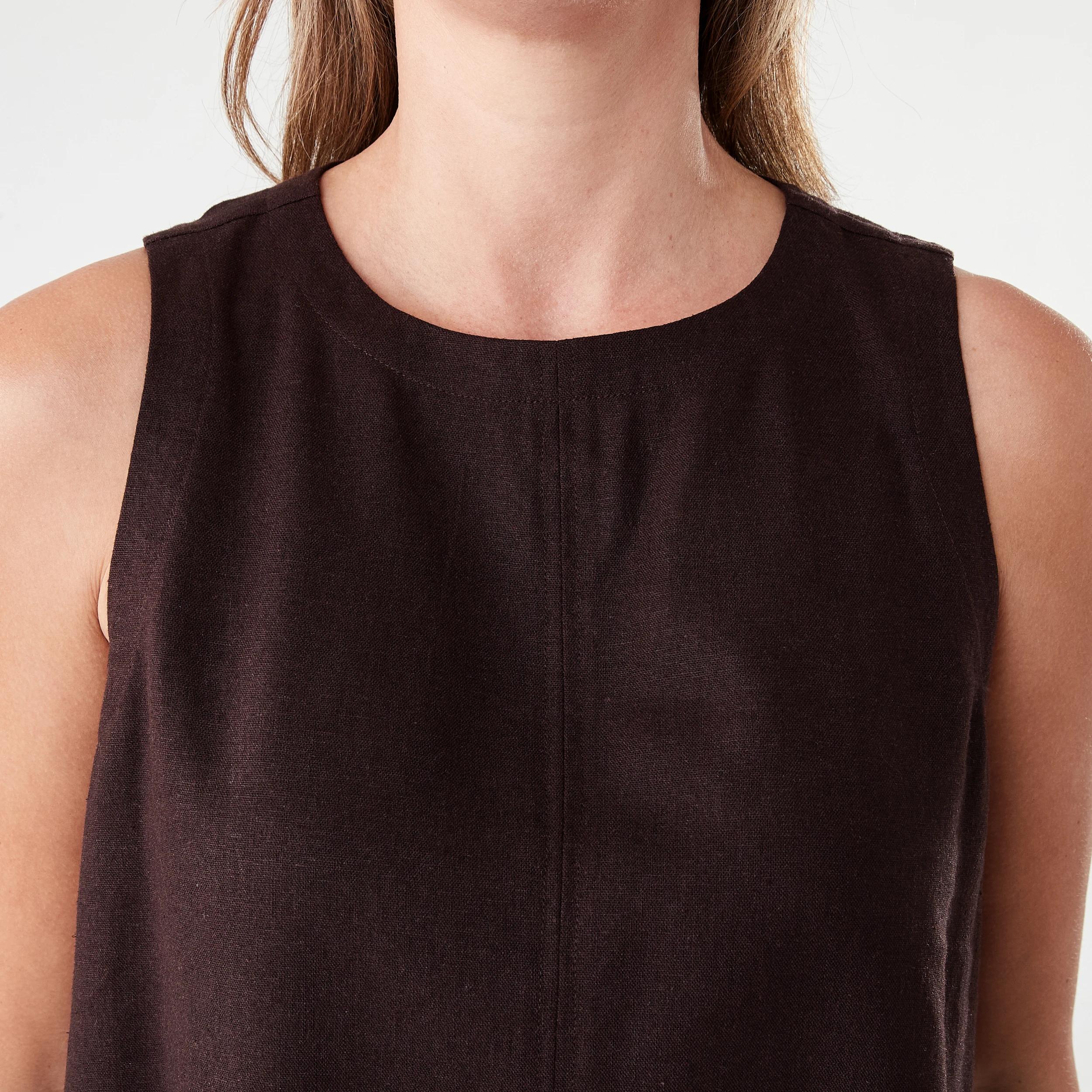 5 Sleeveless Linen Blend Swing Tank Choc Plum, 5 of 5