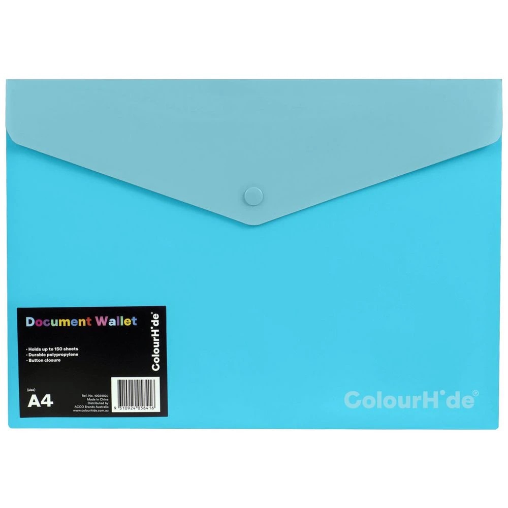 1 ColourHide A4 Document Wallet Sky Blue, 1 of 3