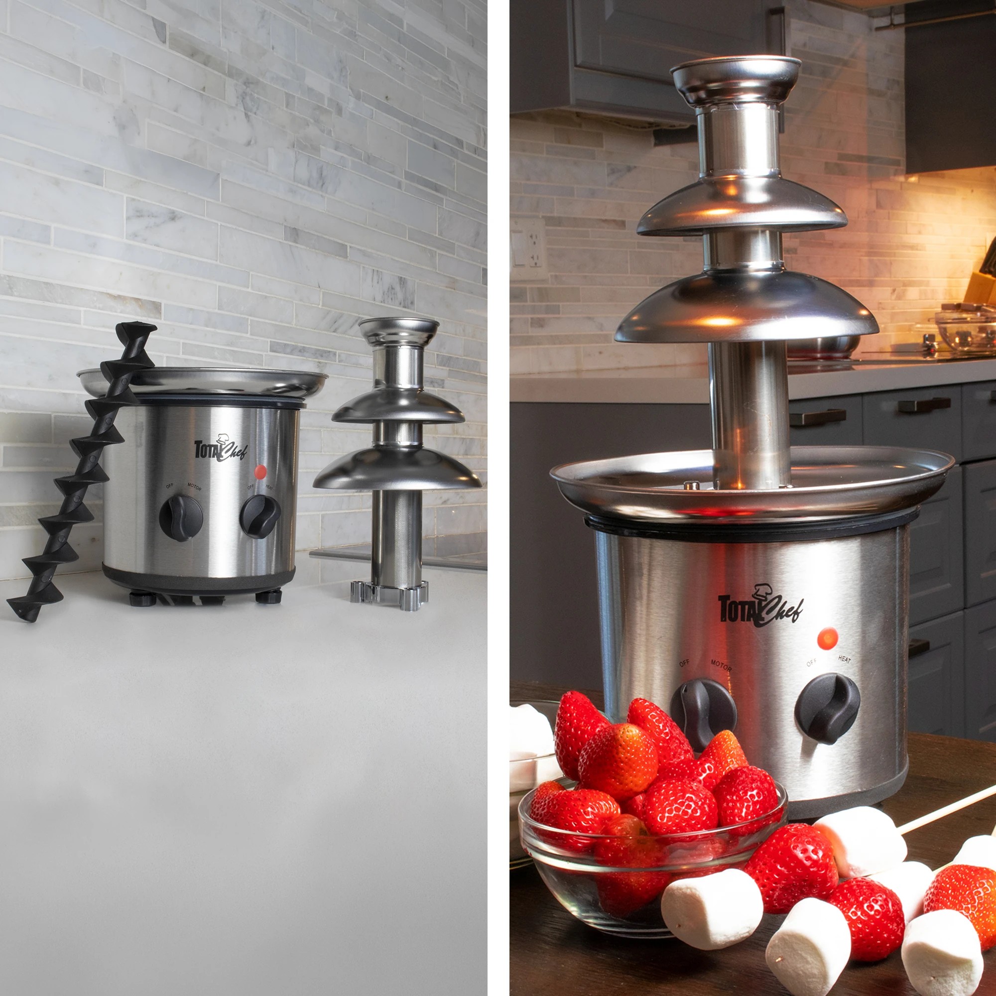 5 Total Chef 3 Tier Chocolate Fountain, Huge 680 g Capacity, Adjustable Temperature Electric Chocolate Fondue Ma - Silver, 5 of 7