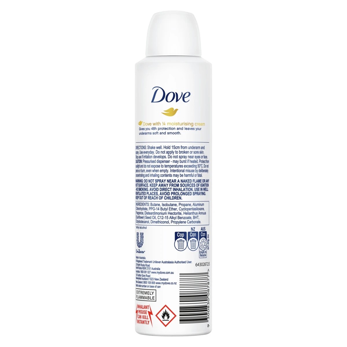 2 Dove Fresh 1/4 Moisturising Cream Antiperspirant 250ml - Citrus Scent, 2 of 7