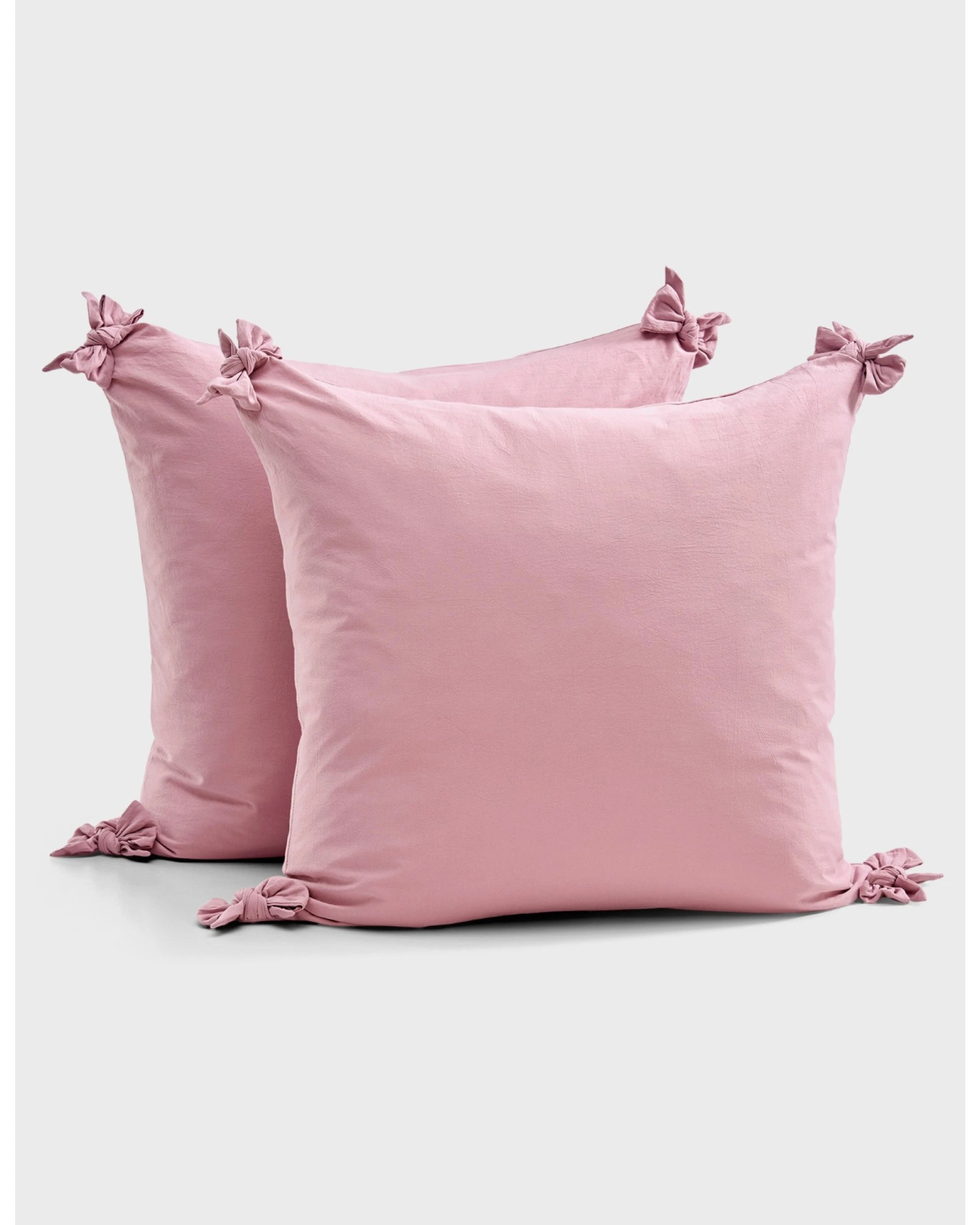 1 Dreamaker Bonnie Washed Cotton European Pillowcase with Bows Twin Pack 65x65cm - Pink Pearl, 1 of 7
