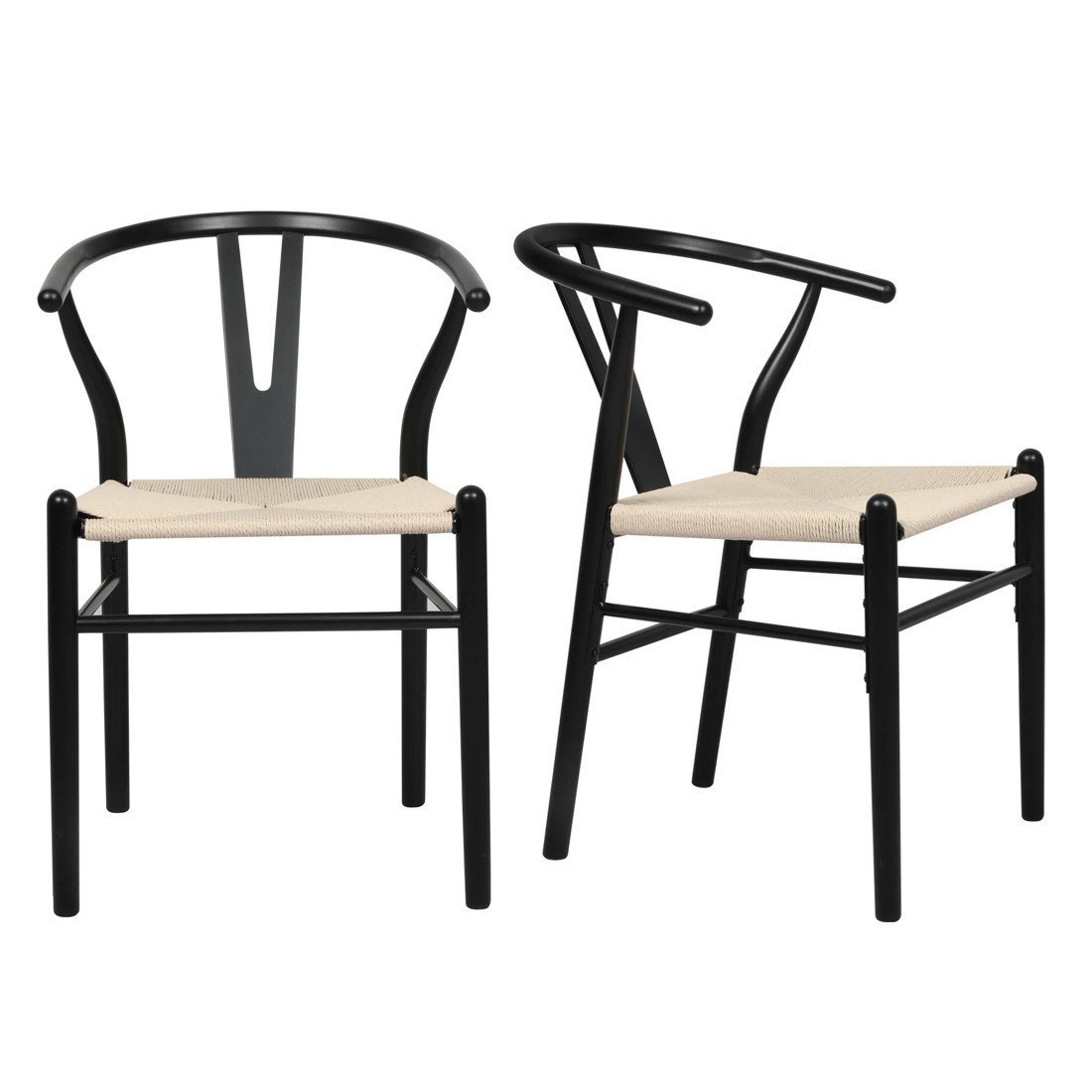 1 Levede 1 Set Of 2 Hans Wegner Wishbone Dining Chairs - Black, 1 of 5