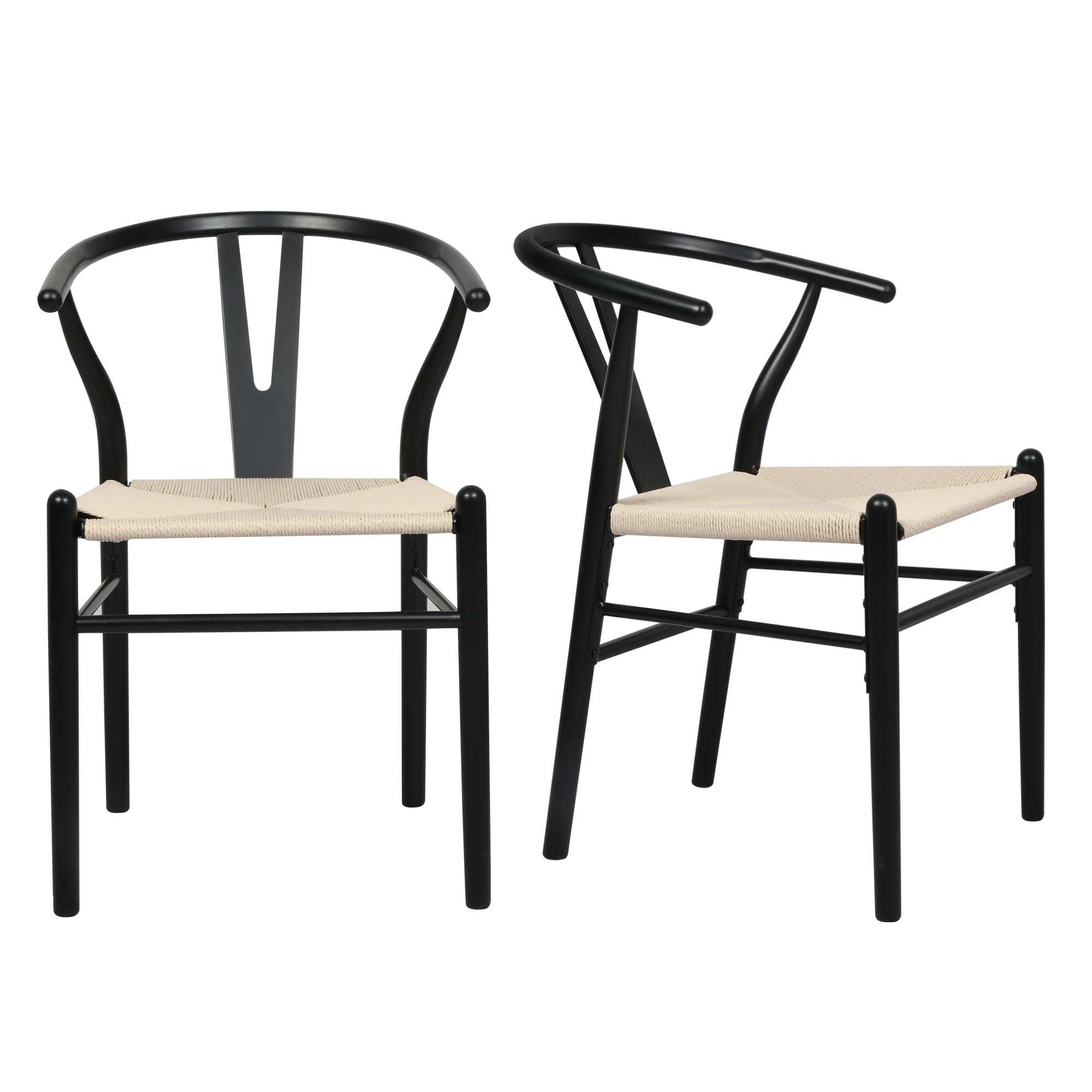 1 Levede 1 Set Of 2 Hans Wegner Wishbone Dining Chairs - Black, 1 of 6