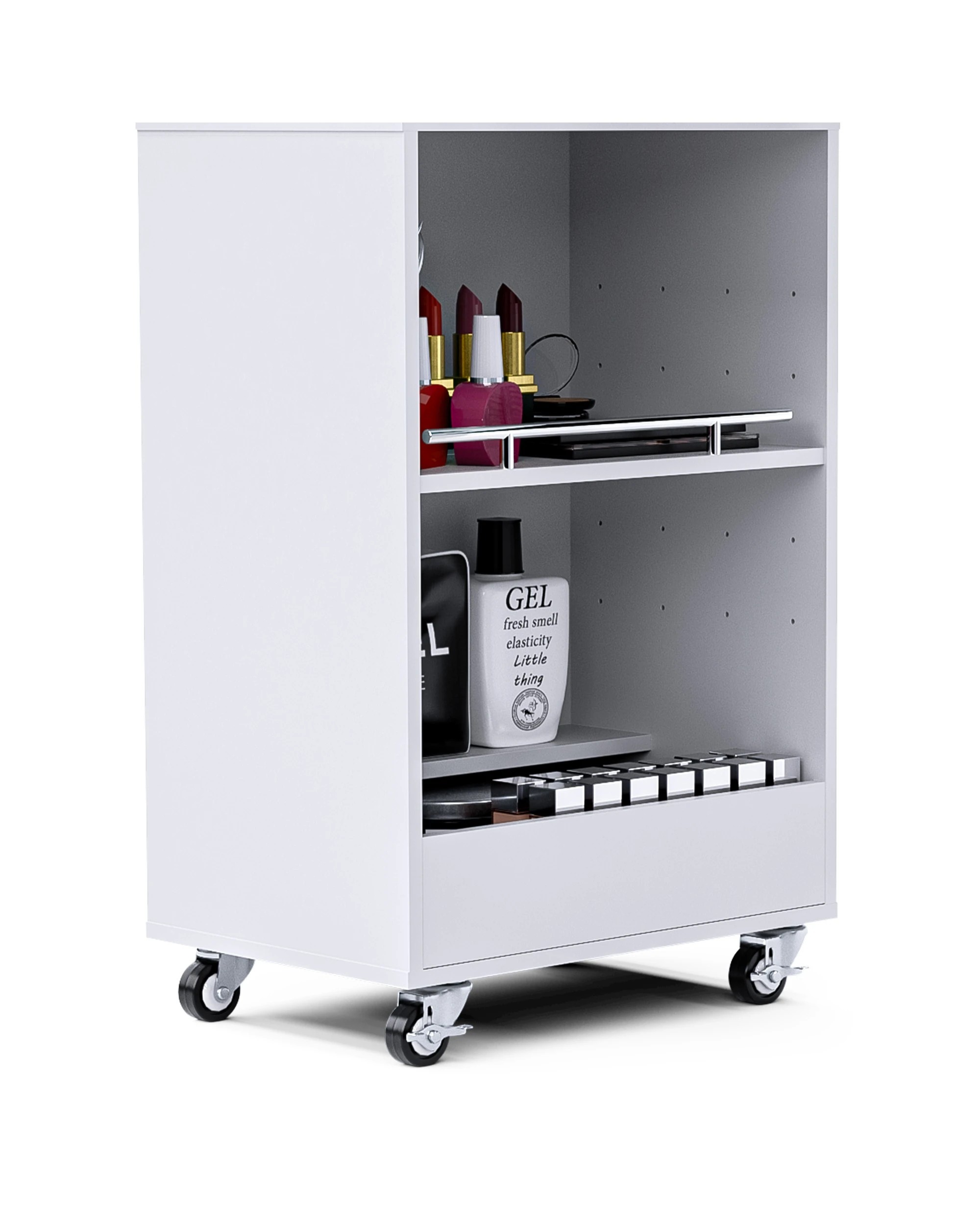 5 Advwin Manicure Table Vanity Desk for Nail Tech with Dust Collector Wrist Rest Lockable Wheels - White, 5 of 9