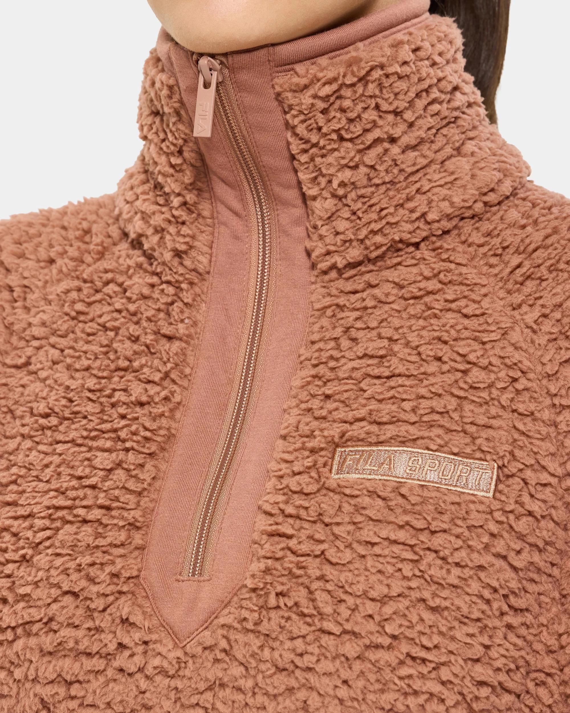 7 Fila Hallie Quarter Zip Teddy Fleece Top SHEER, 7 of 10