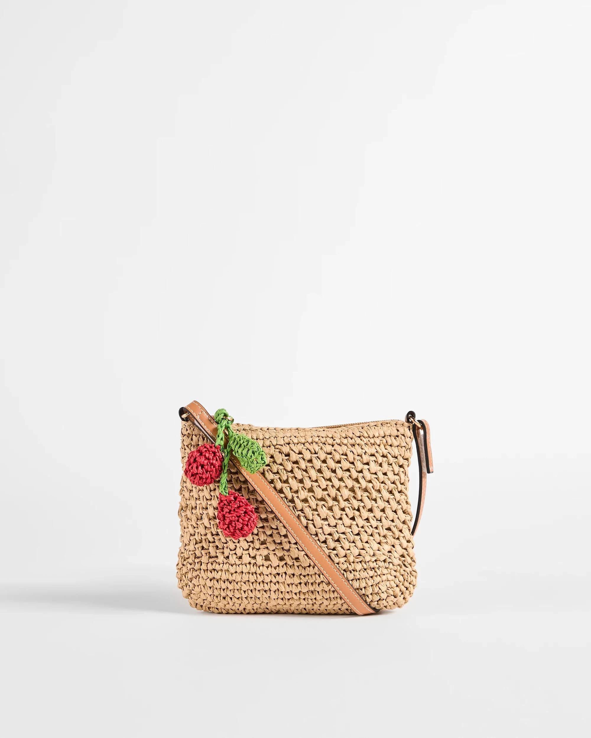 1 Target Kids Crochet Cherry Charm Crossbody Bag NATURAL, 1 of 2