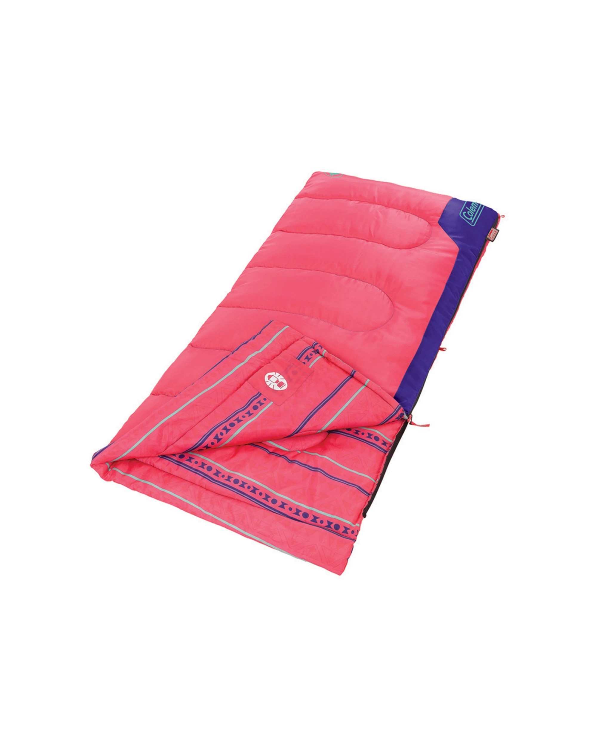 1 Coleman Youth Sleeping Bag 10C Temp Rating Lightweight Camping Polyester - Pink, 1 of 2
