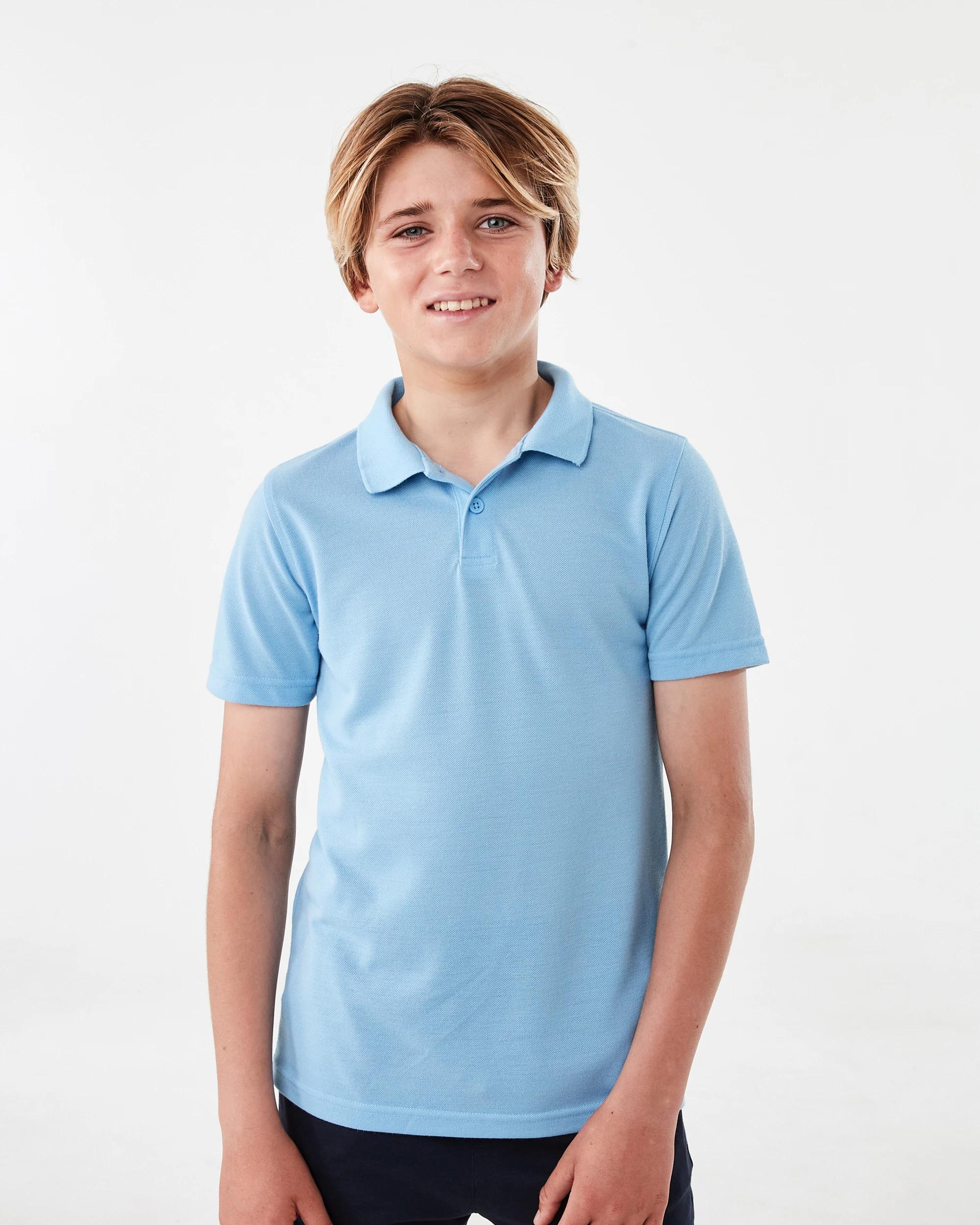1 School Polo T-shirt Mid Blue, 1 of 7