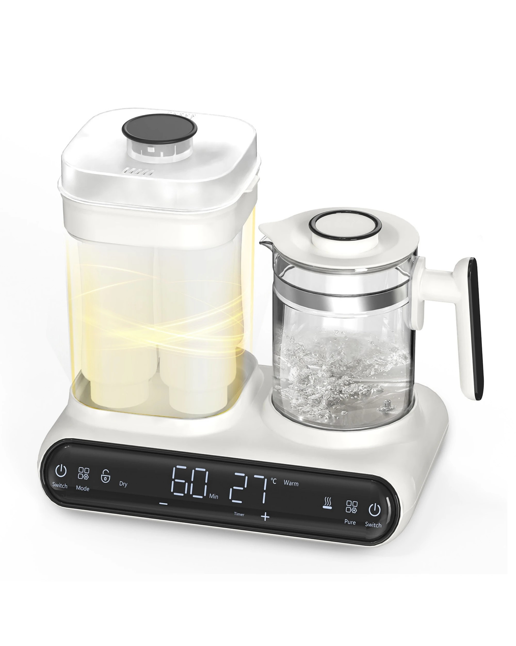 3 Advwin 10 In 1 Baby Water Kettle For Formula, Baby Bottle Warmer, Steamer& Dryer, Breastmilk Warmer Glass Water Boiler, 3 of 7