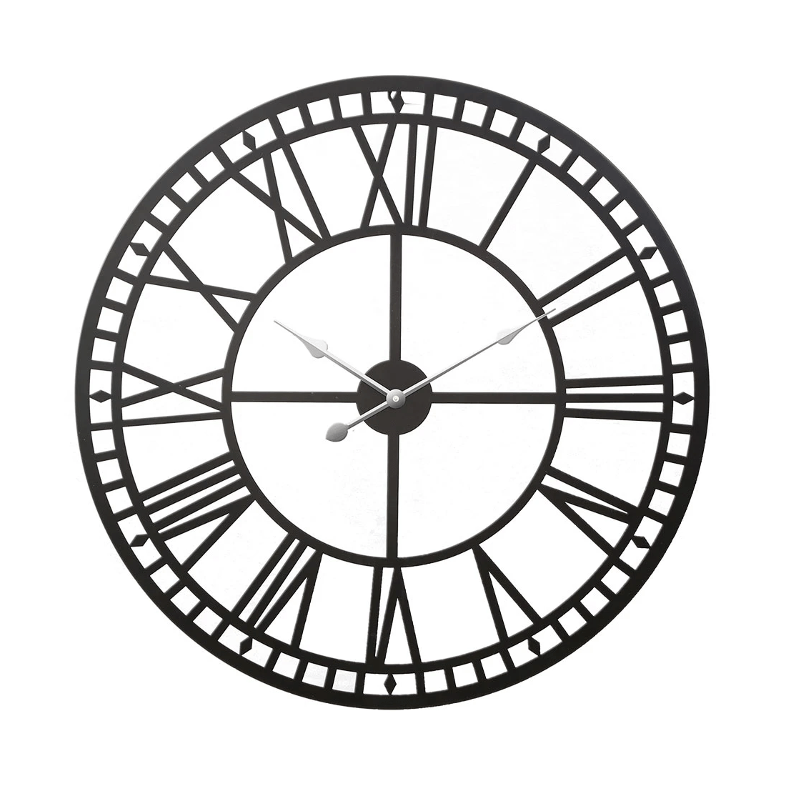 1 Artiss 60cm Wall Clock Large Roman Numerals Metal - Black, 1 of 6