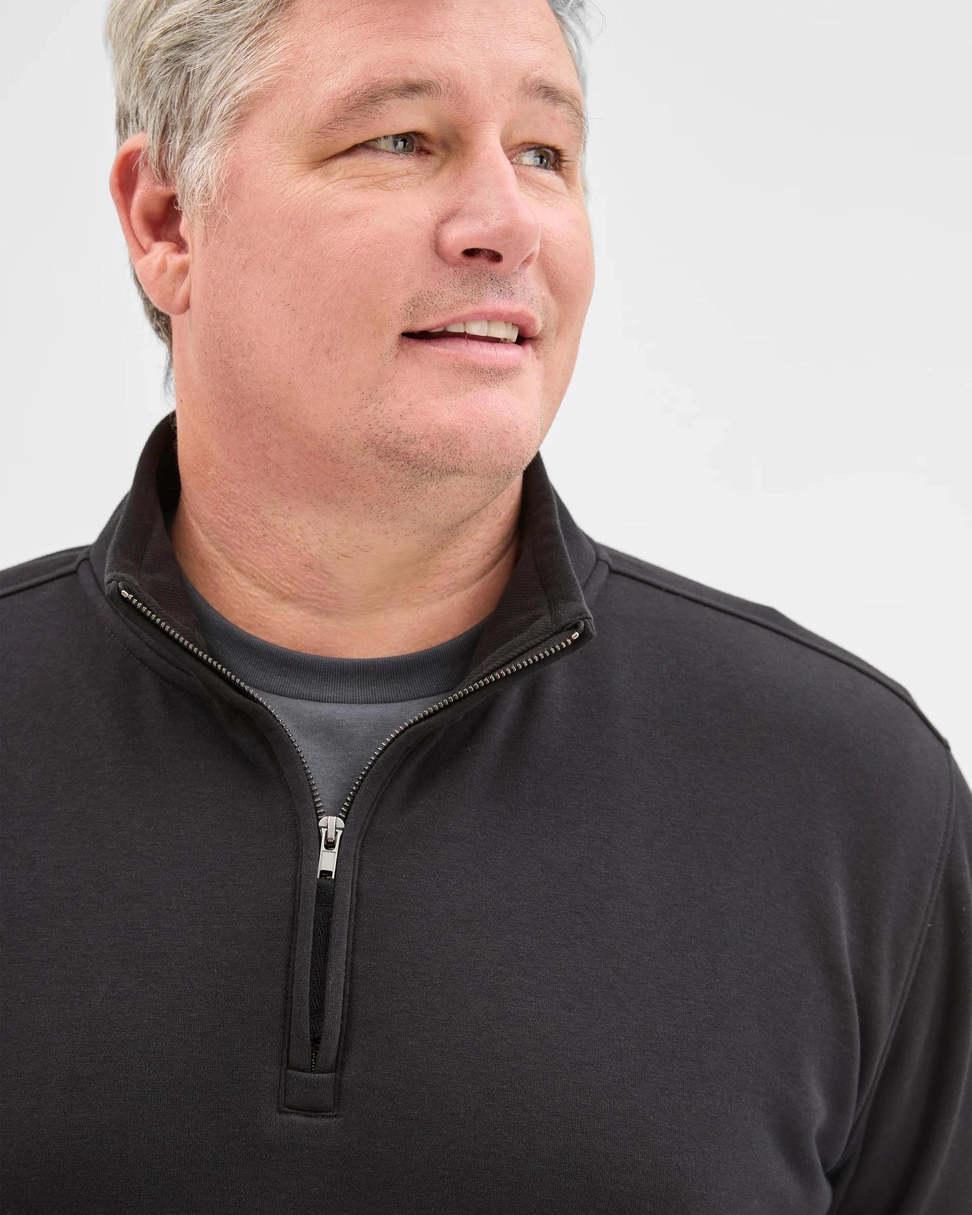 4 Target Man Plus Plus Size Australian Cotton Blend 1/2 Zip Jumper BLACK, 4 of 5