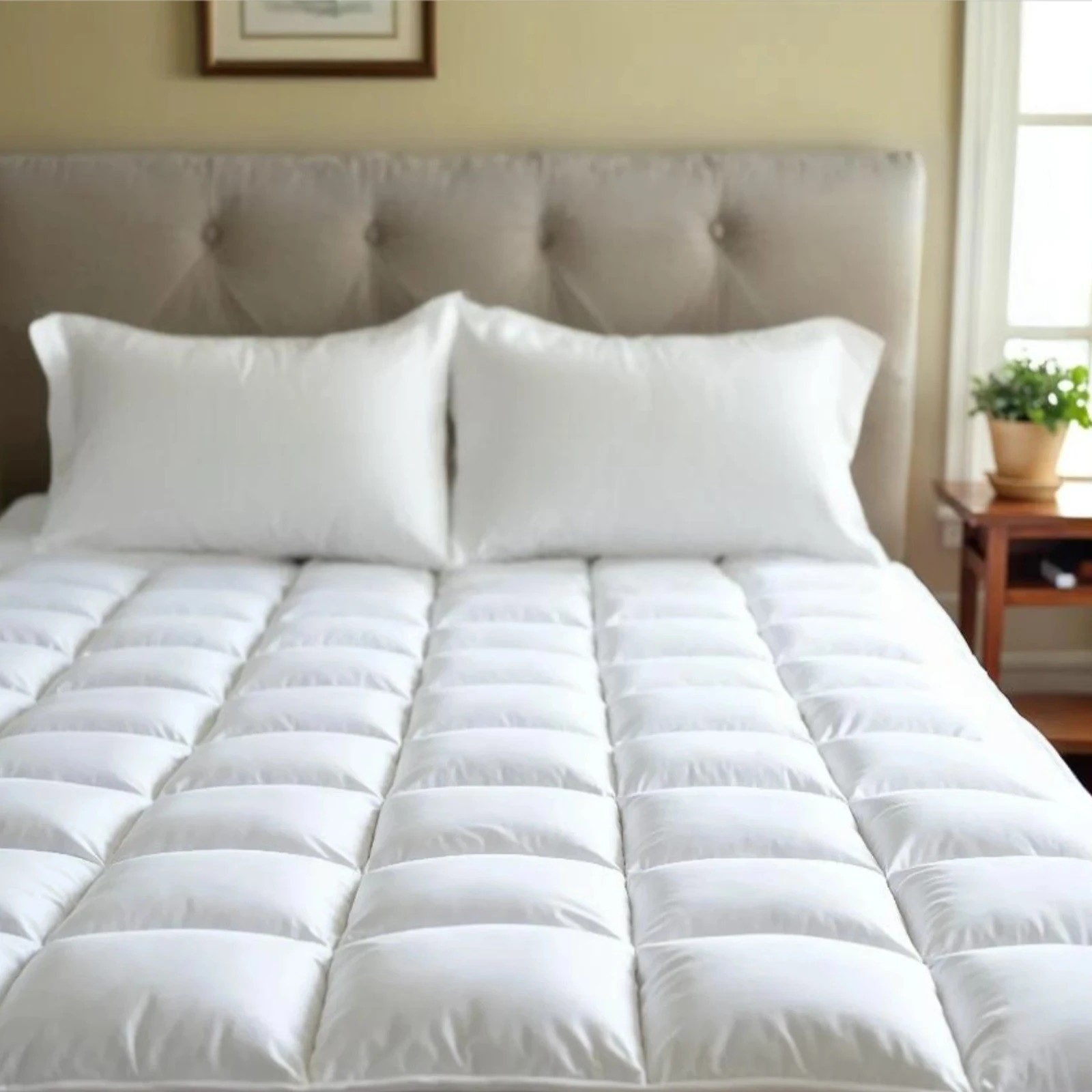 4 Royal Comfort Fitted Foam Cover Underlay Goose Mattress Topper 1000GSM - Single Bed - White, 4 of 7