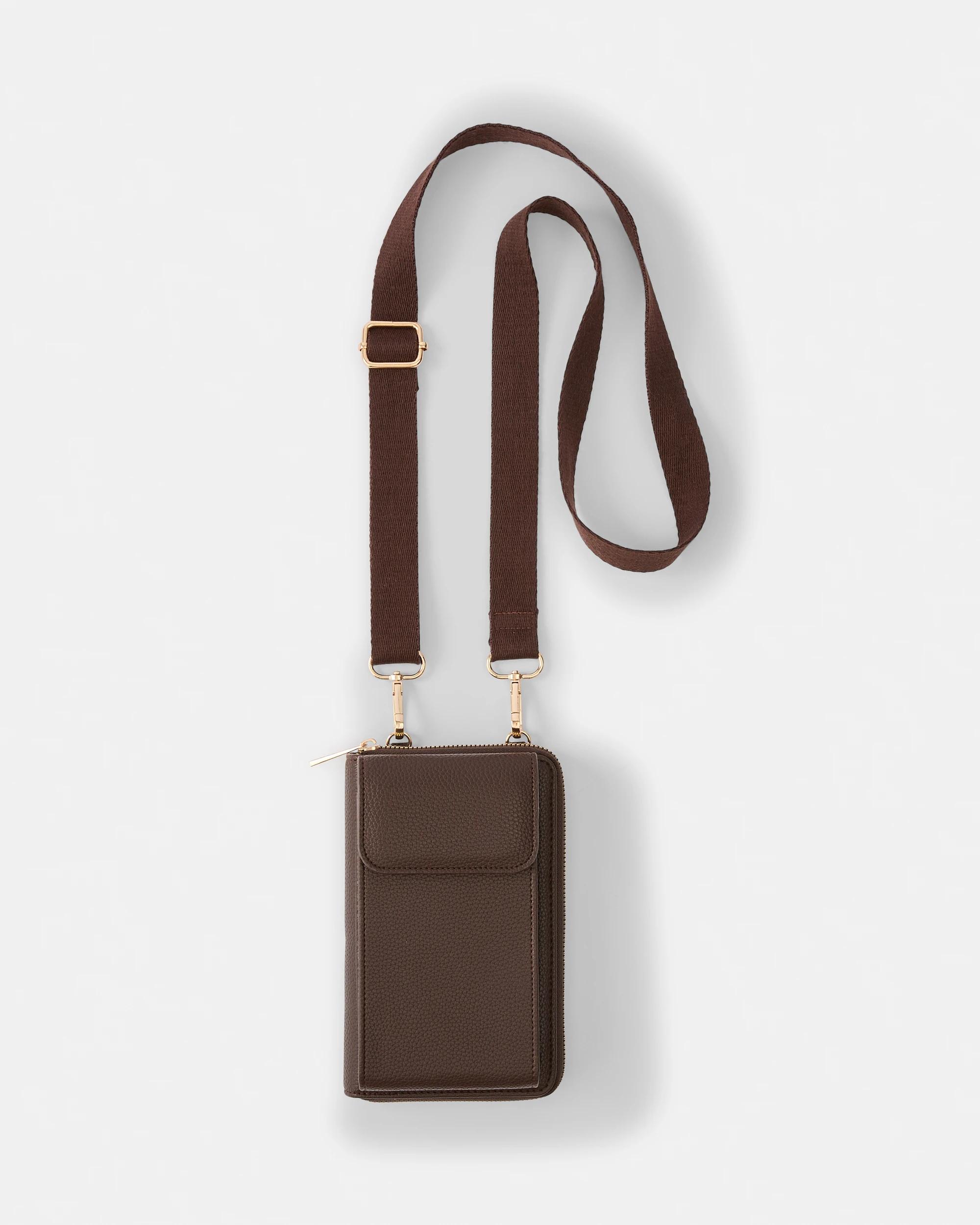 1 Crossbody Phone Wallet Bag Choc Plum, 1 of 6