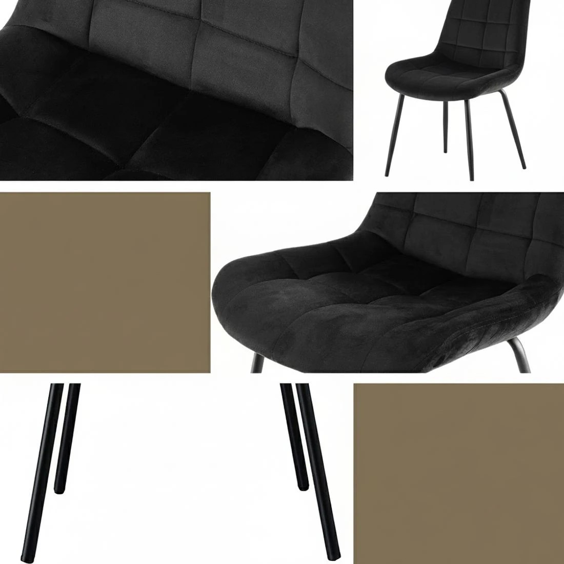 6 Artiss 2x Dining Chairs Velvet Tufted Kitchen Lounge Cafe Accent Chair - Black, 6 of 6