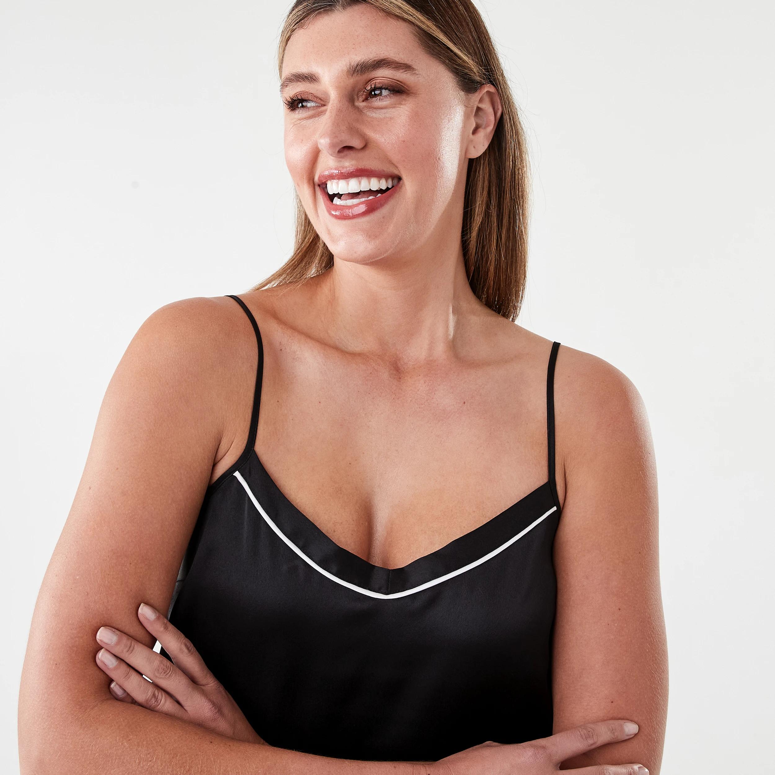 4 Satin Cami and Shorts Pyjama Set Black, 4 of 8