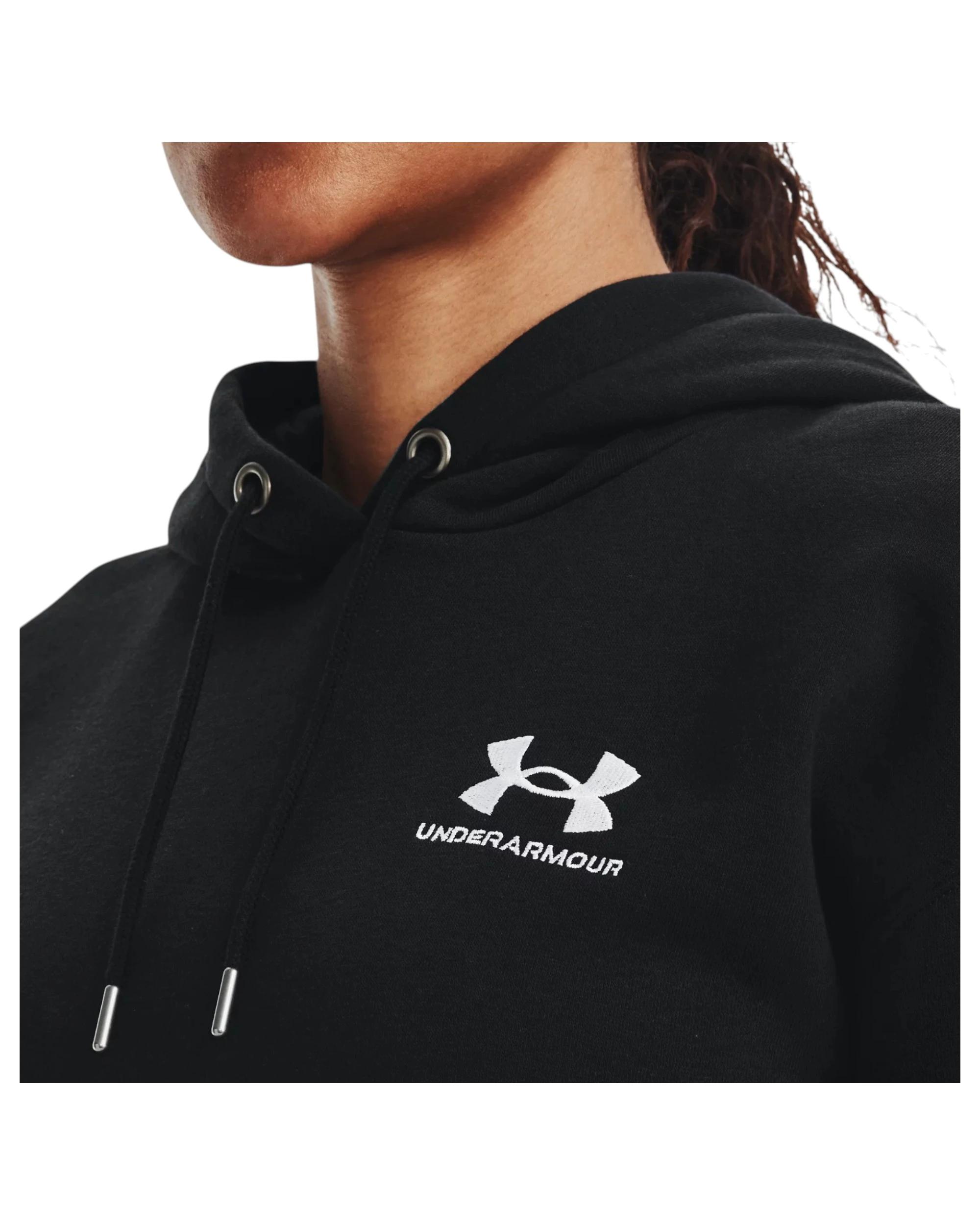 6 Under Armour Womens Essential Fleece Black/ White Hoodie BLACK, 6 of 6