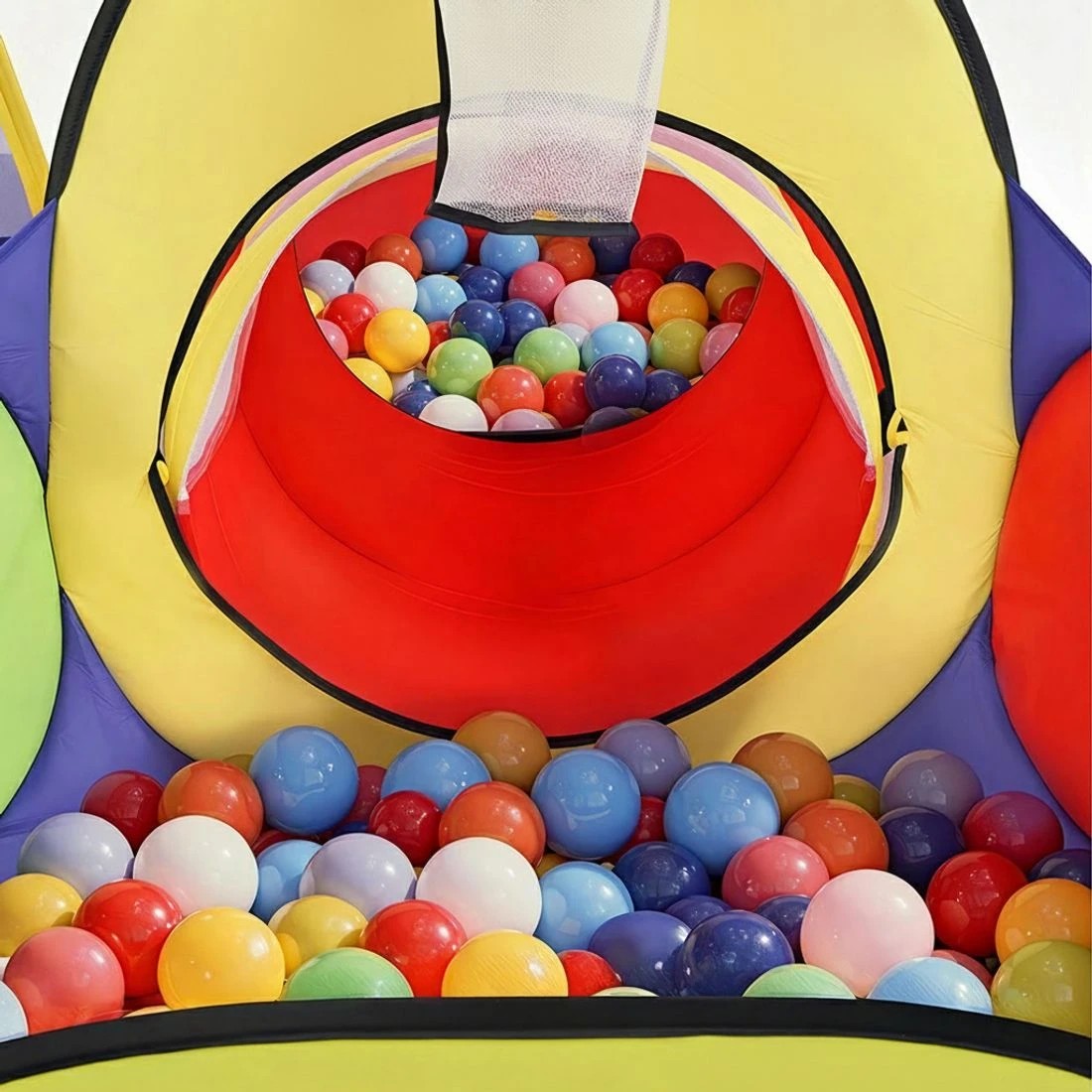 6 Keezi Kids Play Tent Pop Up Teepee Playhouse Ball Pit Crawl Tunnel Basketball Hoop - Multi, 6 of 8