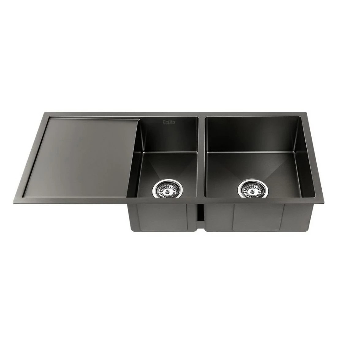 1 Cefito Kitchen Sink 100X45CM Stainless Steel Basin Double Bowl - Black, 1 of 6