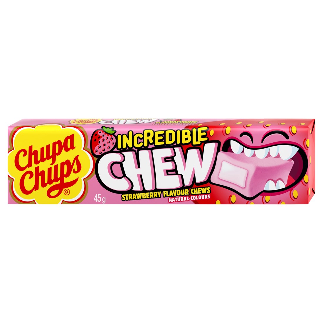 1 20 Piece Chupa Chups Incredible Chew Strawberry 45g, 1 of 2