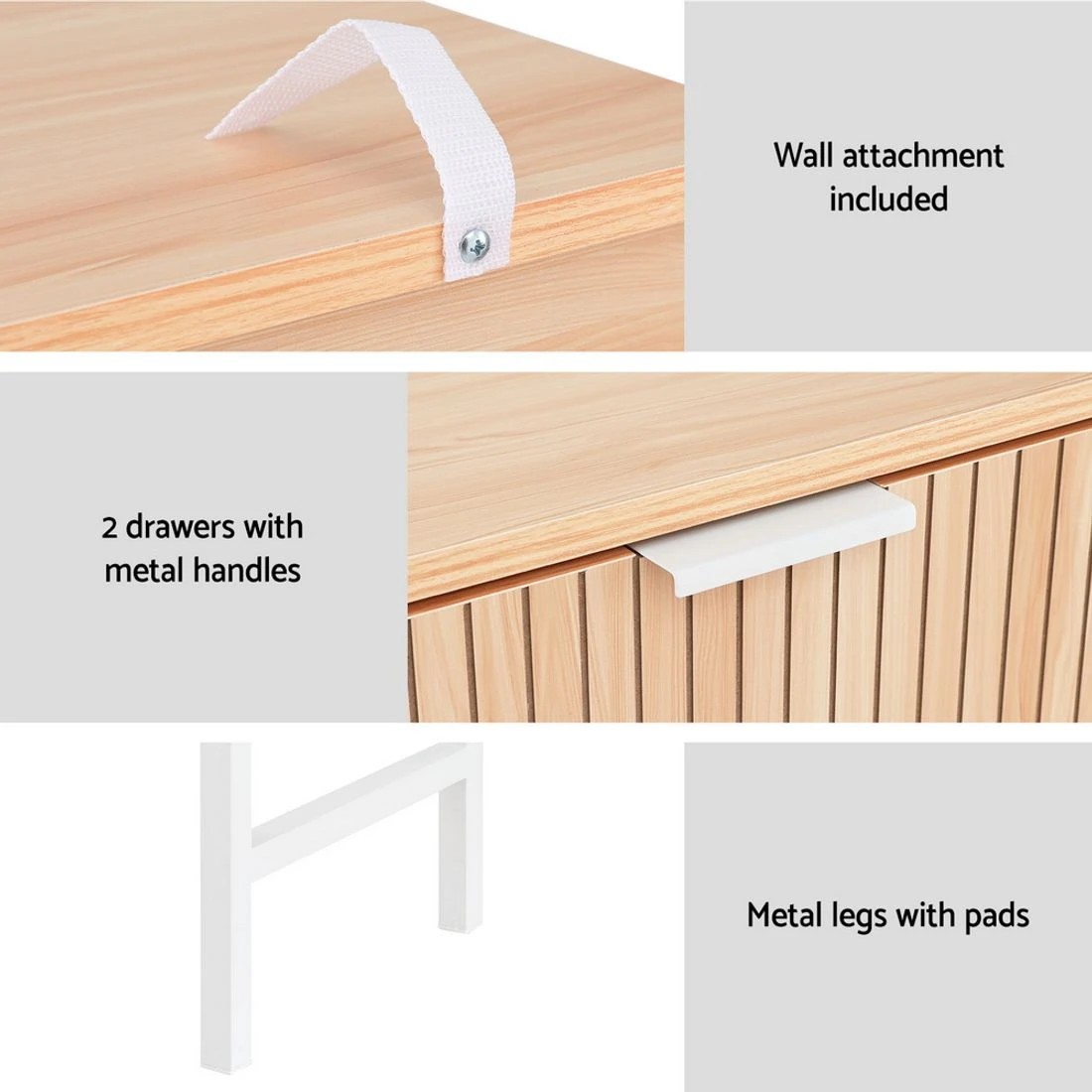 8 Artiss Console Table 2 Drawers 92CM - Natural, 8 of 8