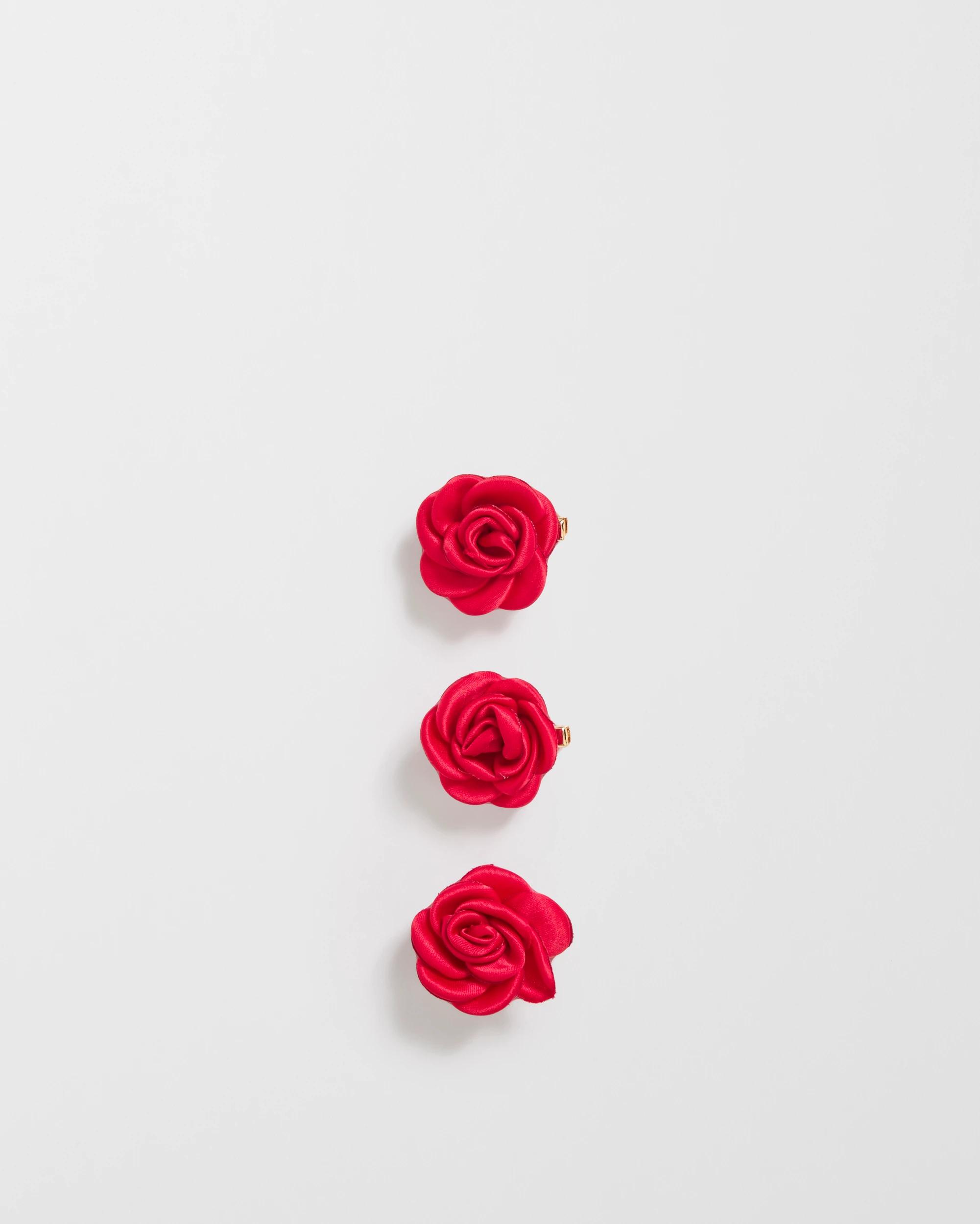 1 Target Woman 3 Pack Mini Rosette Hair Clips RED, 1 of 2