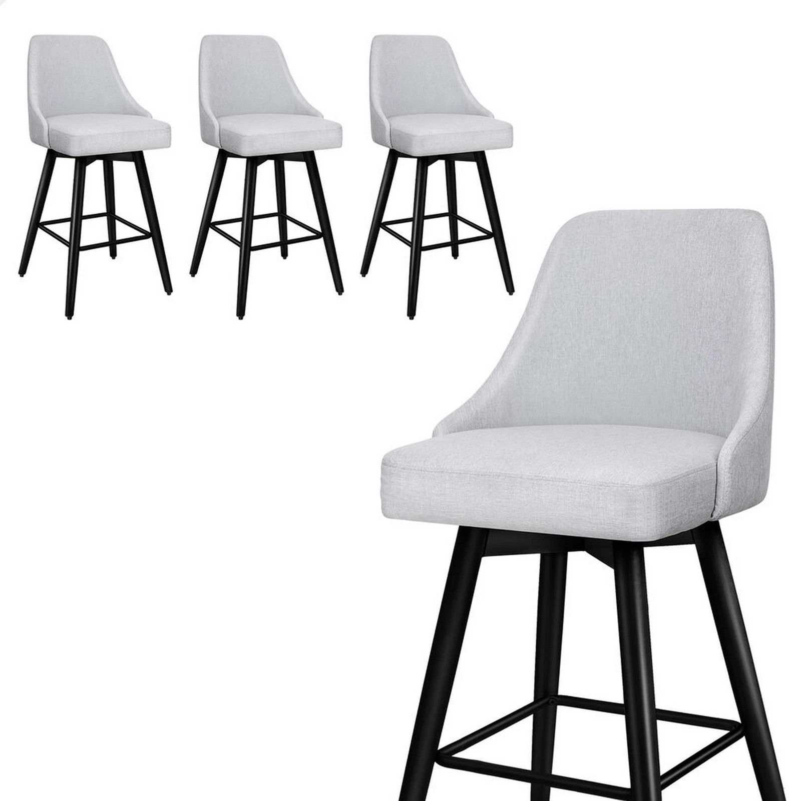 1 Alfordson 4x Swivel Bar Stools Kitchen Dining Chair Cafe Metal - Grey, 1 of 10