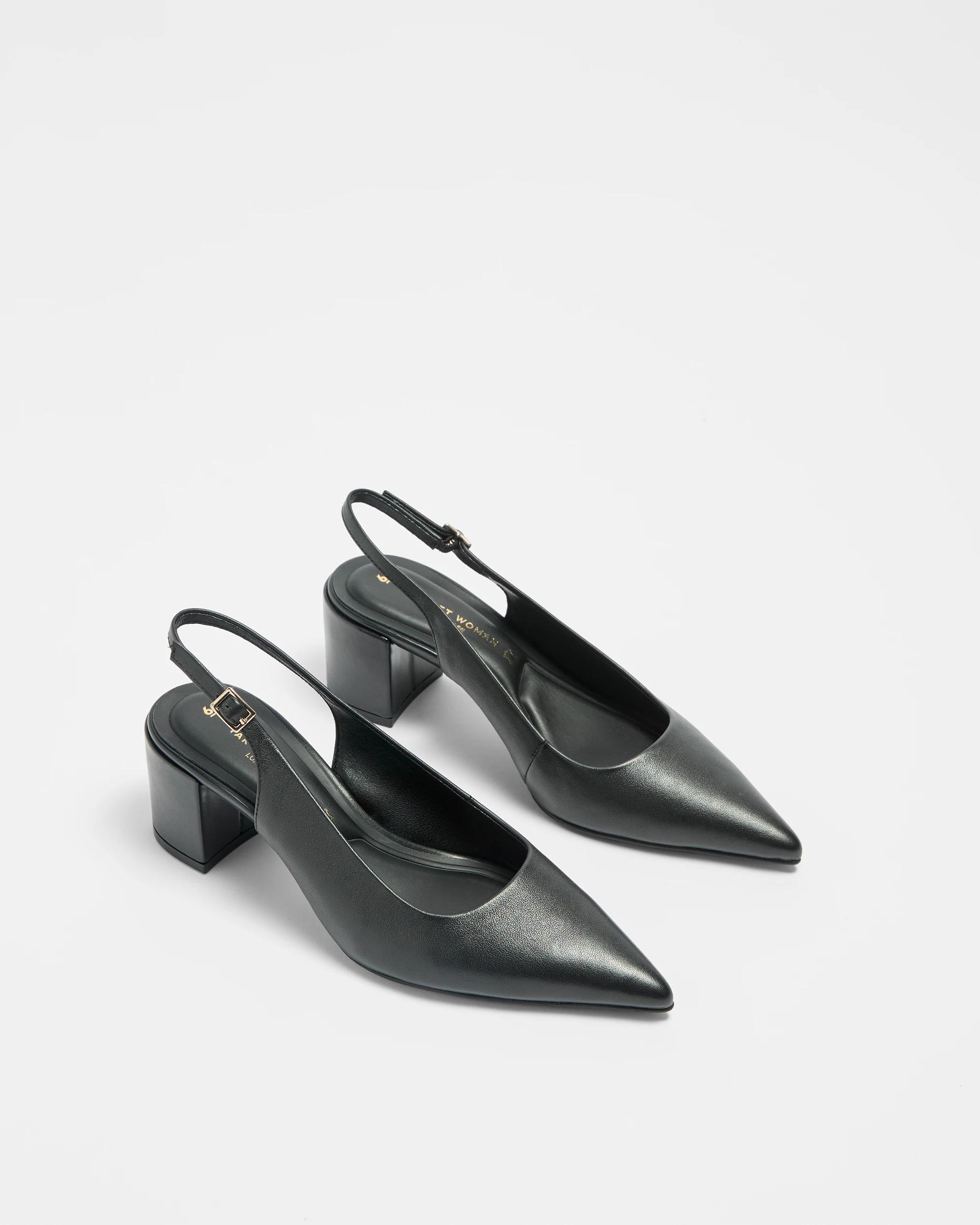 3 Target Womens Genuine Leather Point Block Heel - Daria BLACK, 3 of 3