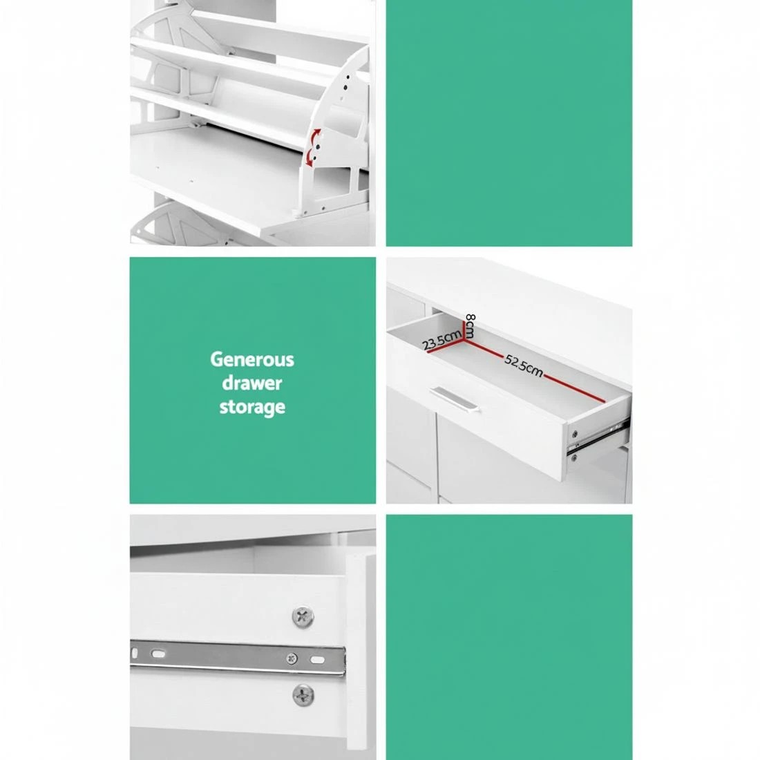 7 Artiss Shoe Rack Cabinet 36 Pairs Adjustable Shelves Sara - White, 7 of 8