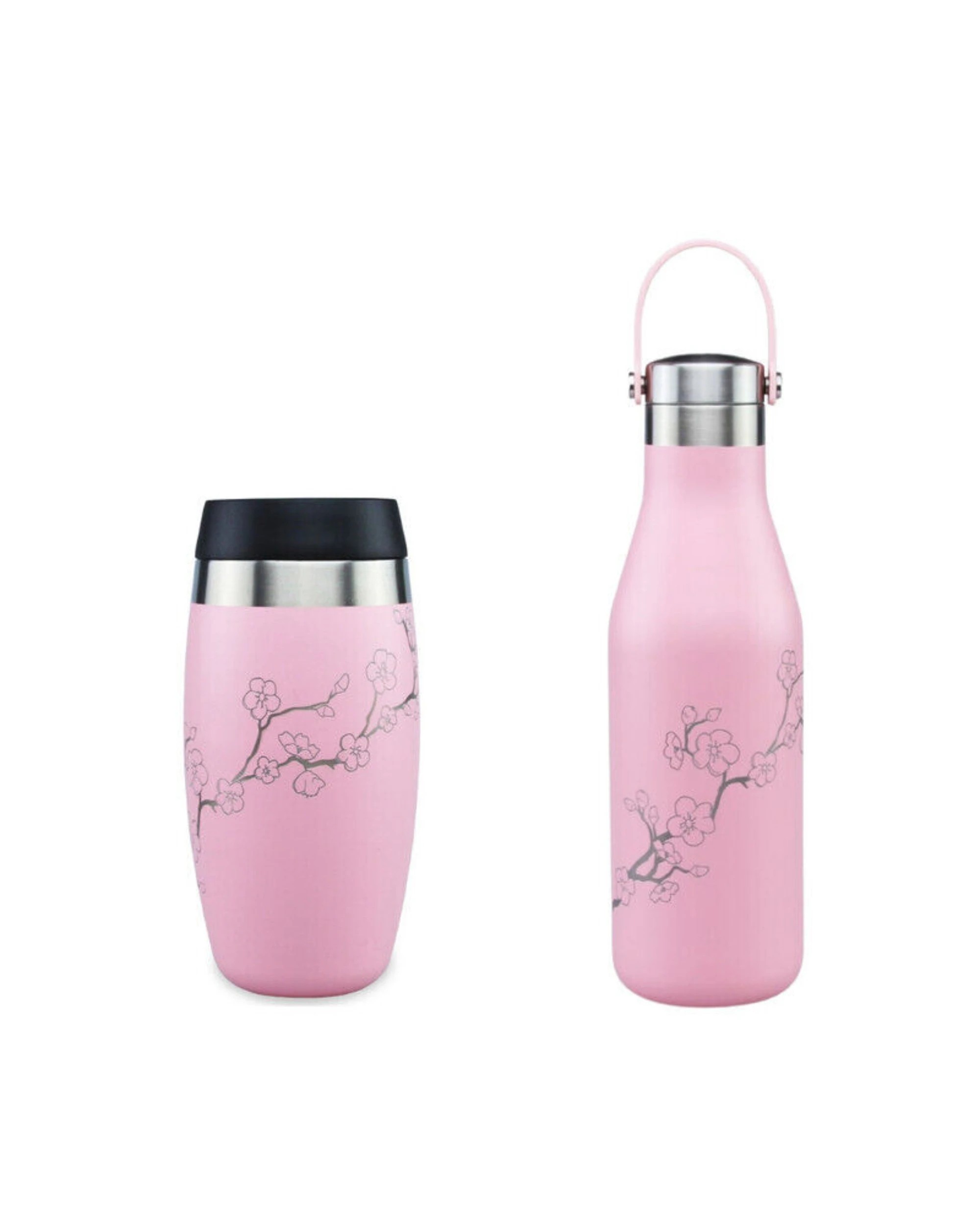 1 O'Helo Bottle & Tumbler With Etched Blossom - Pink, 1 of 3