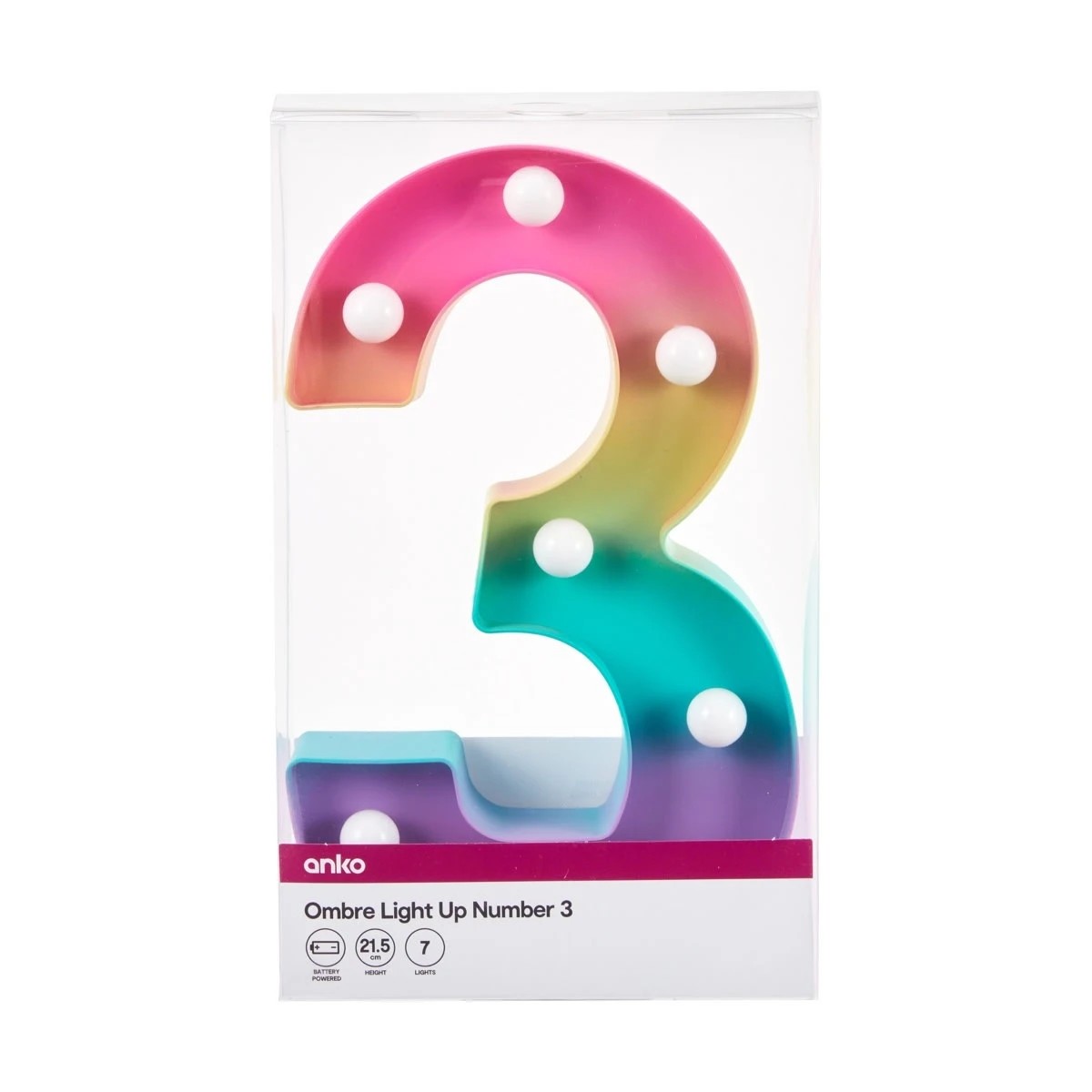 4 Ombre Light Up Number - 3, 4 of 5