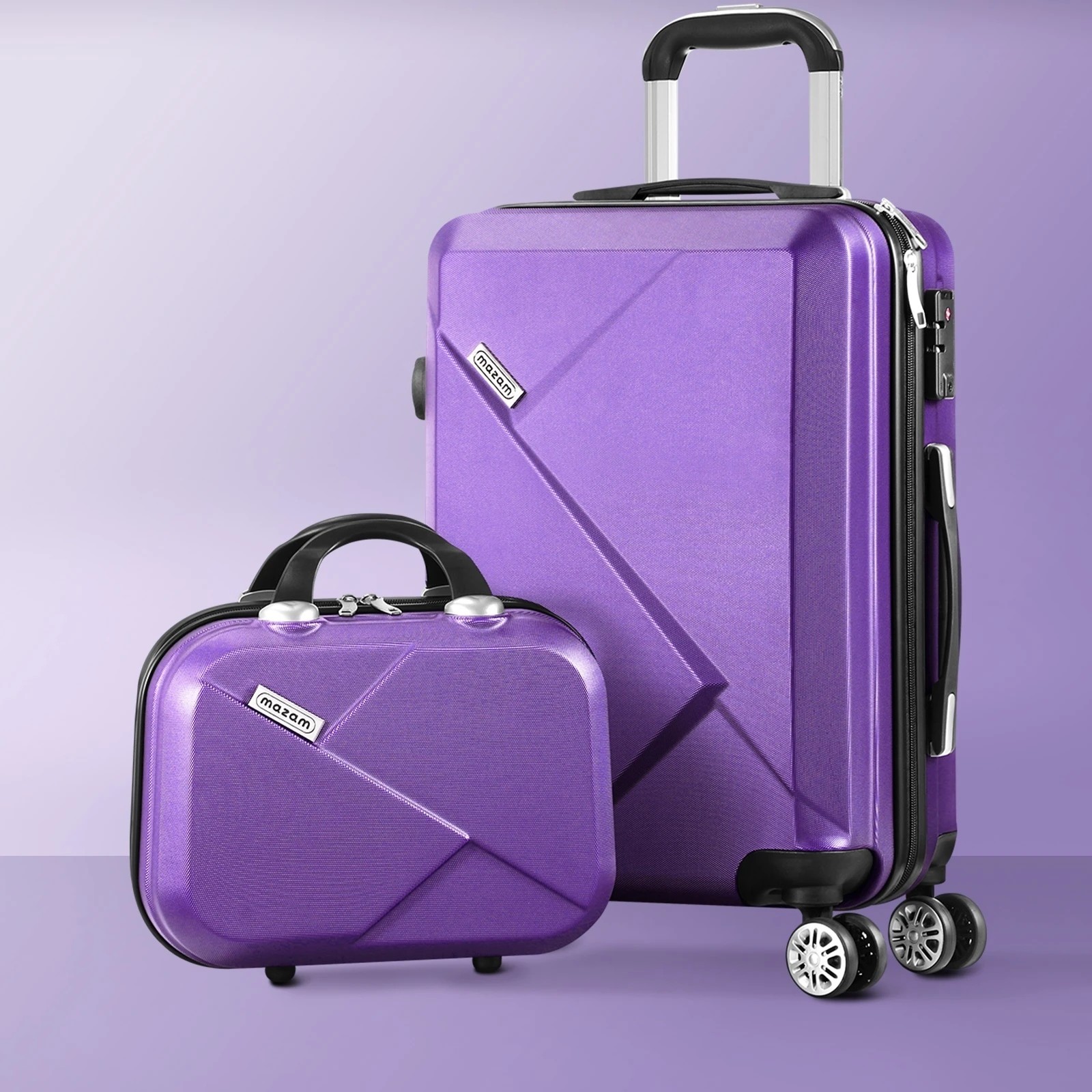3 Mazam 2PCS Luggage Suitcase Trolley Set - Purple, 3 of 8